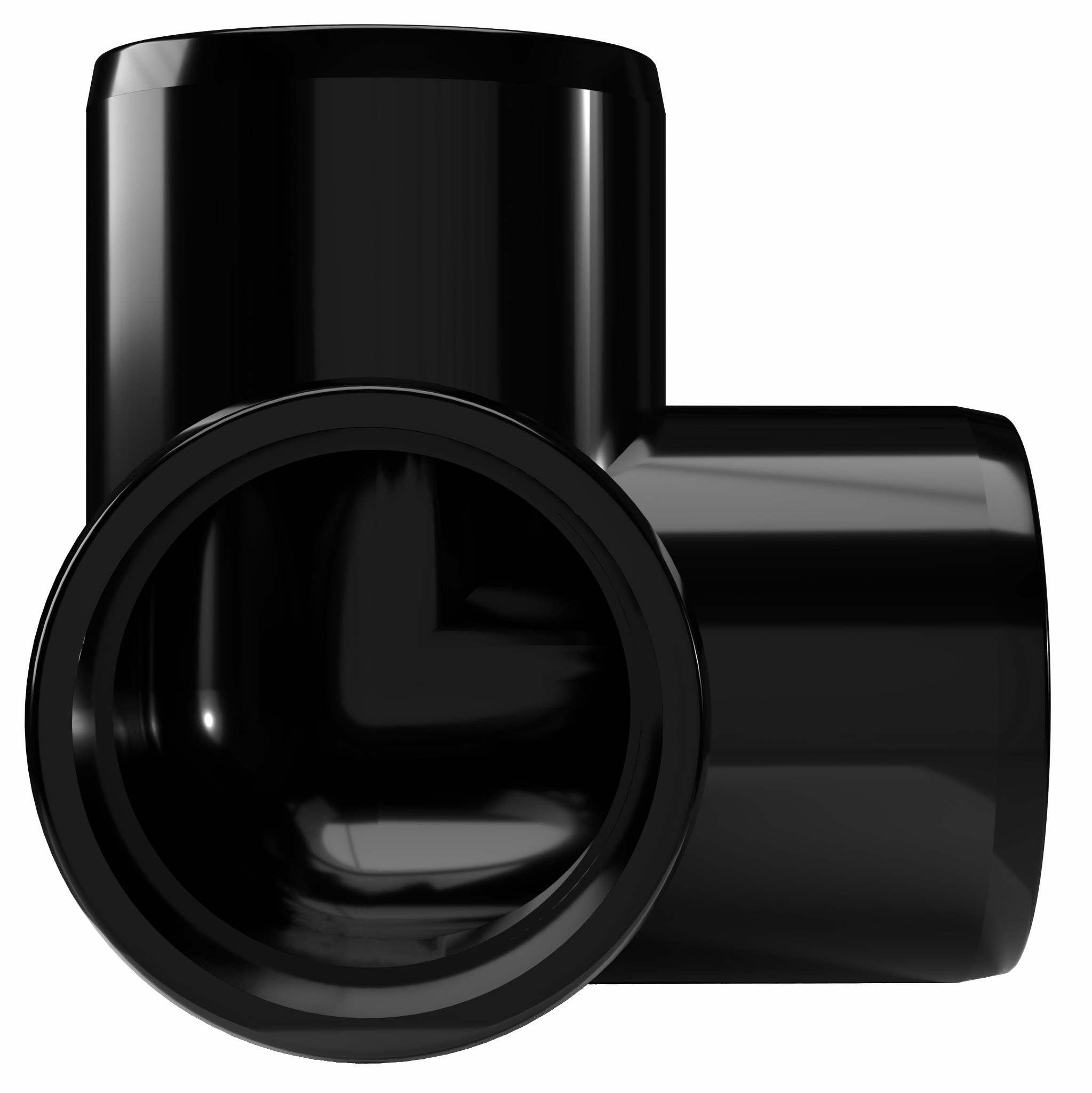 2 in. 3-Way PVC Elbow Fitting, Furniture Grade - Black Side Outlet Elbow - FORMUFIT