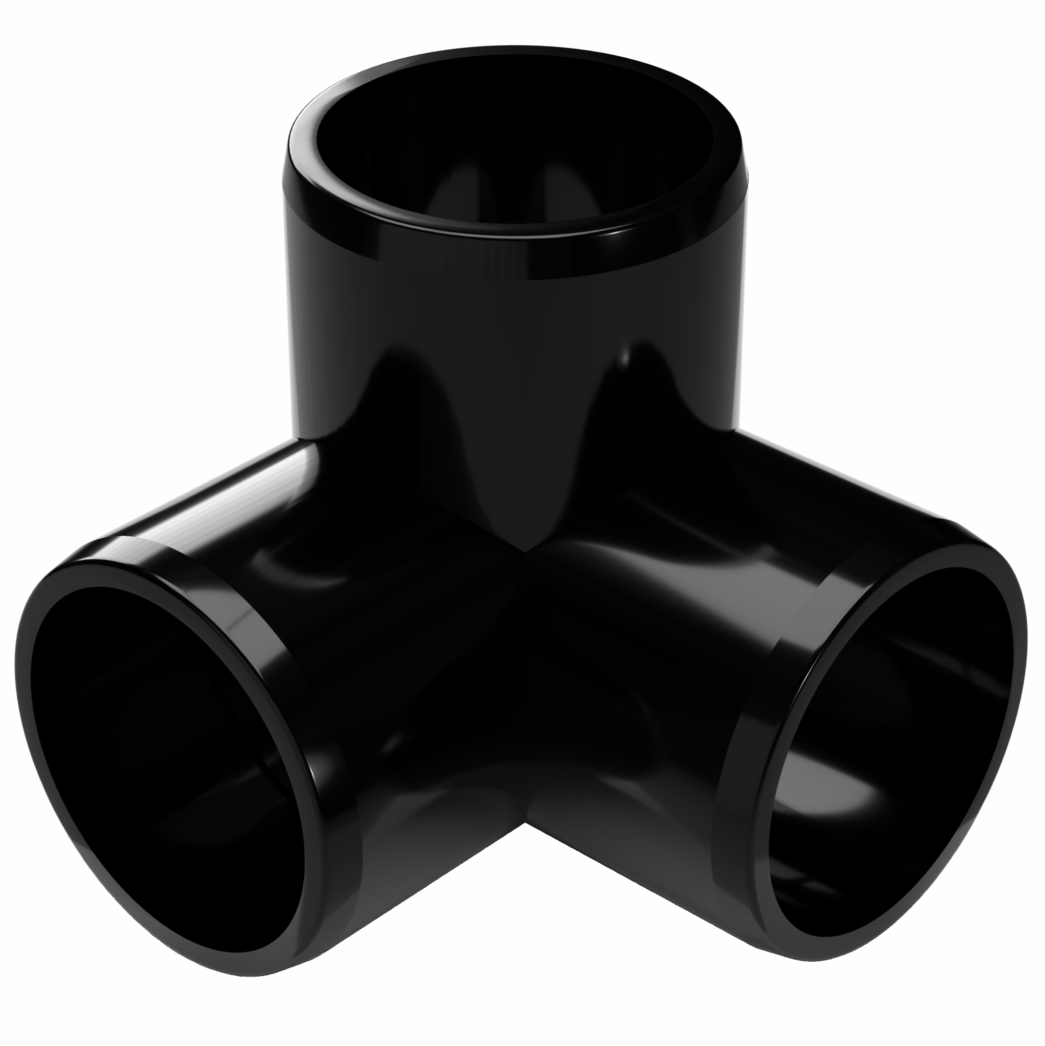 2 in. 3-Way PVC Elbow Fitting, Furniture Grade - Black Side Outlet Elbow - FORMUFIT