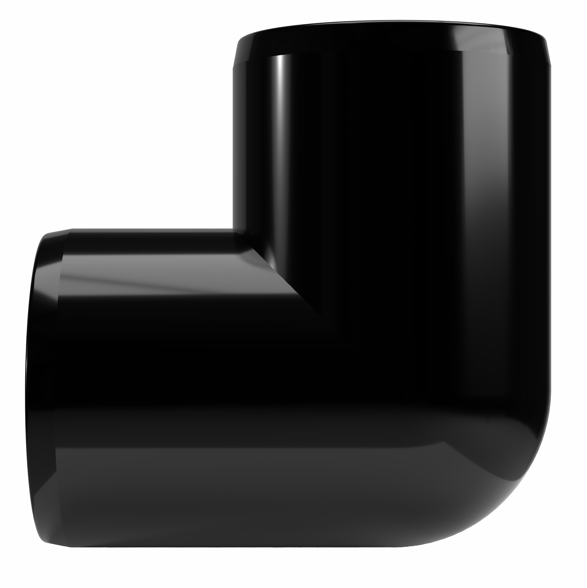 2 in. 3-Way PVC Elbow Fitting, Furniture Grade - Black Side Outlet Elbow - FORMUFIT