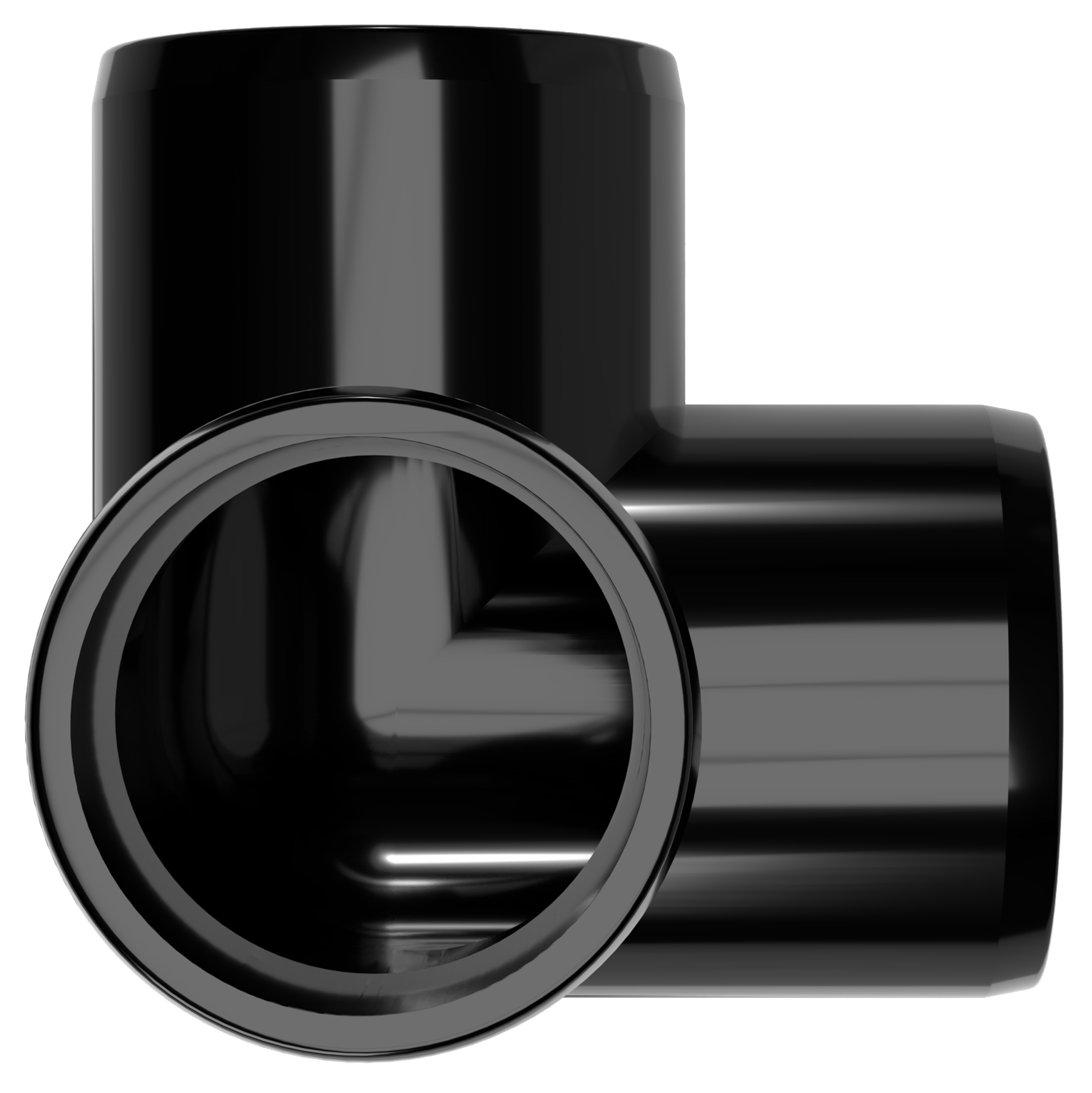 2 in. 3-Way PVC Elbow Fitting, Furniture Grade - Black Side Outlet Elbow - FORMUFIT