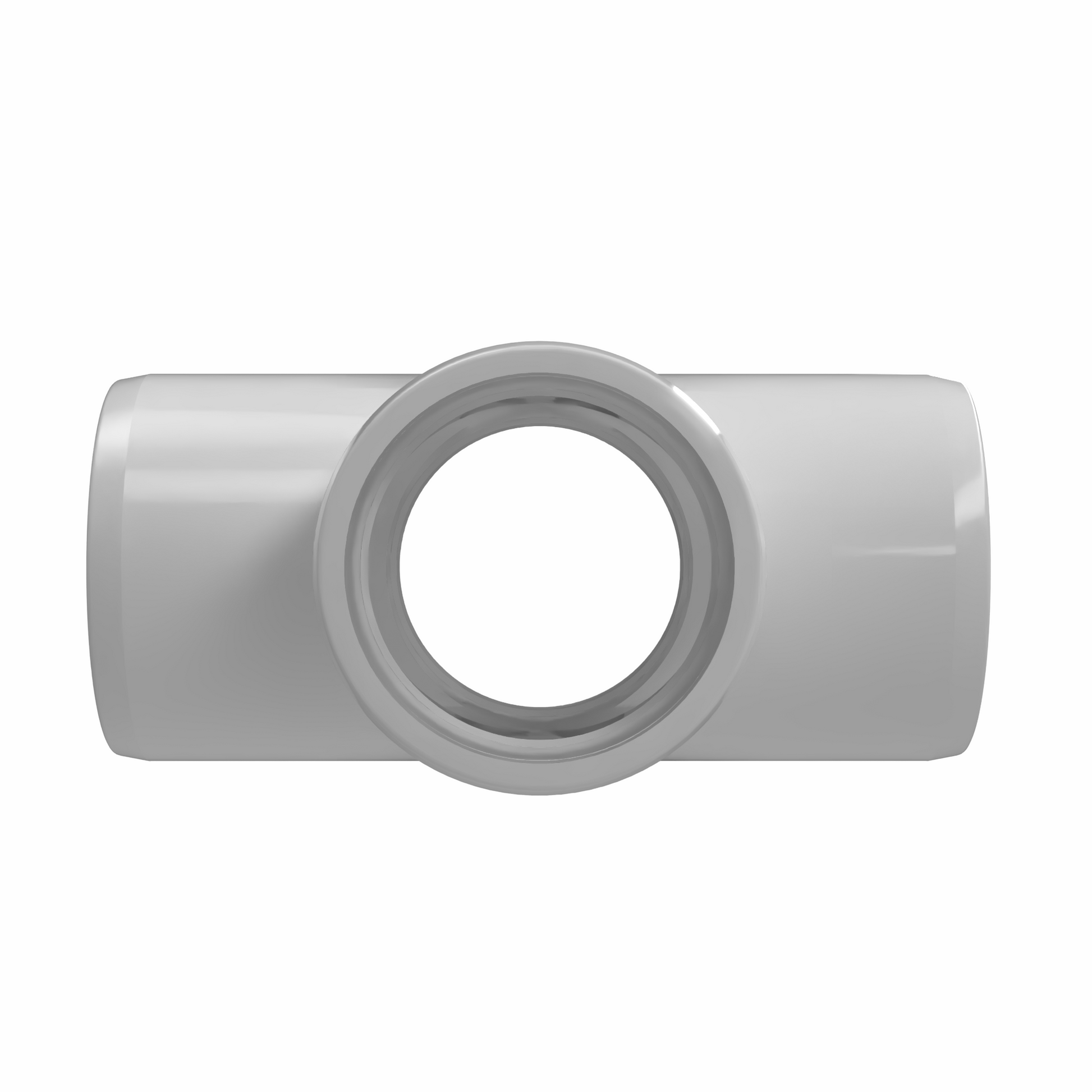 White plastic cross pipe fitting on a white background