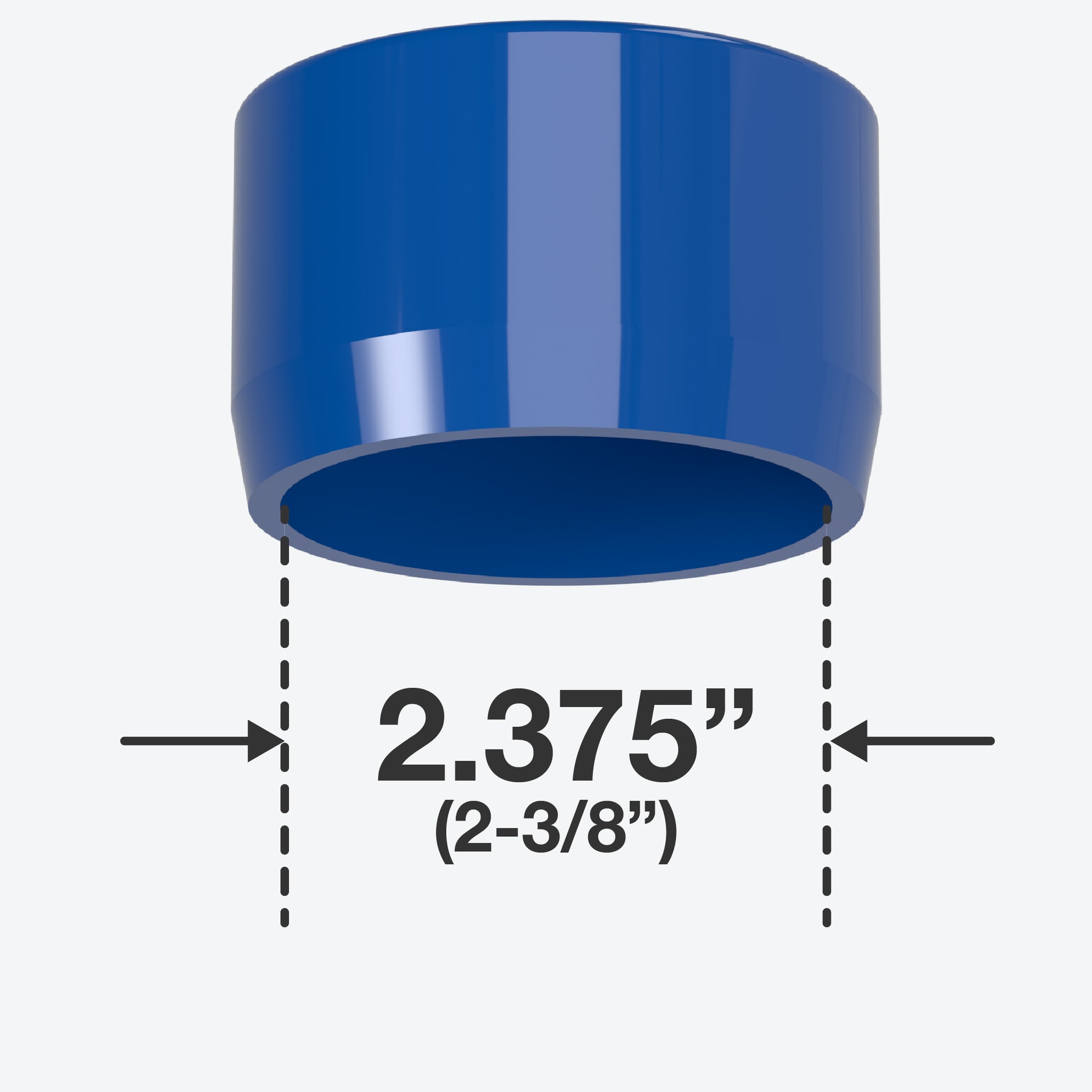 2 in. External Flat PVC End Cap, Furniture Grade - Blue External Cap - FORMUFIT