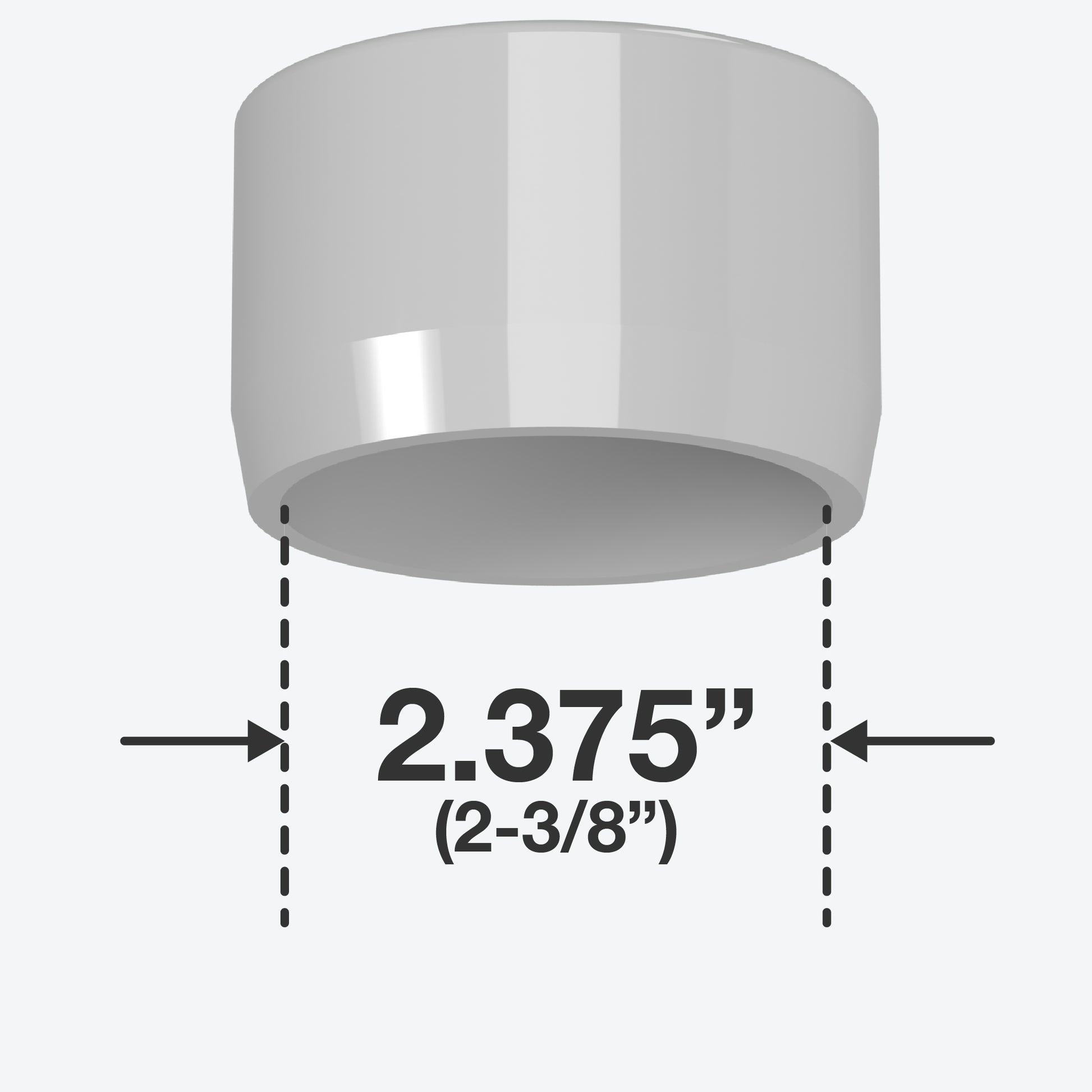 2 in. External Flat PVC End Cap, Furniture Grade - Gray External Cap - FORMUFIT