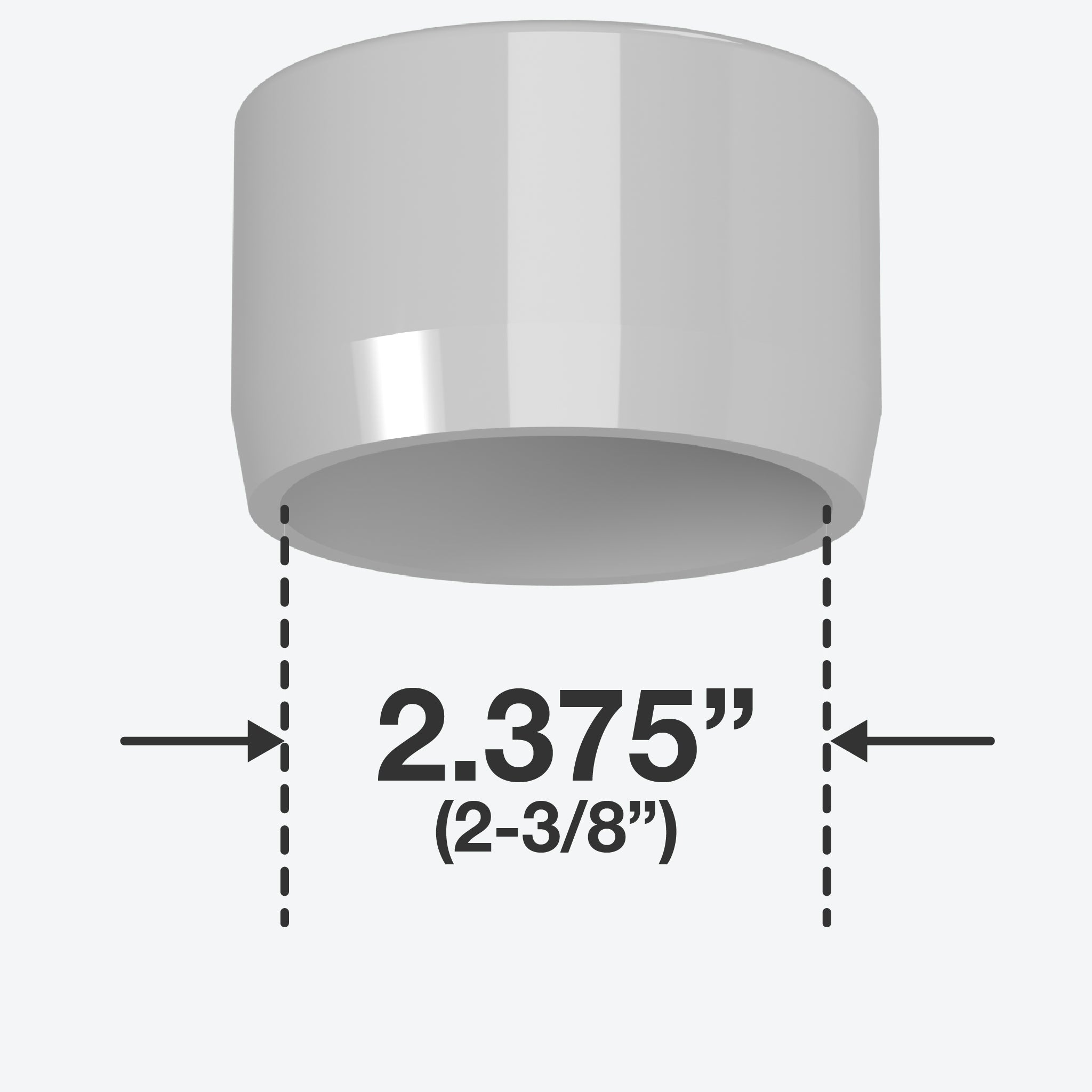 2 in. External Flat PVC End Cap, Furniture Grade - Gray External Cap - FORMUFIT