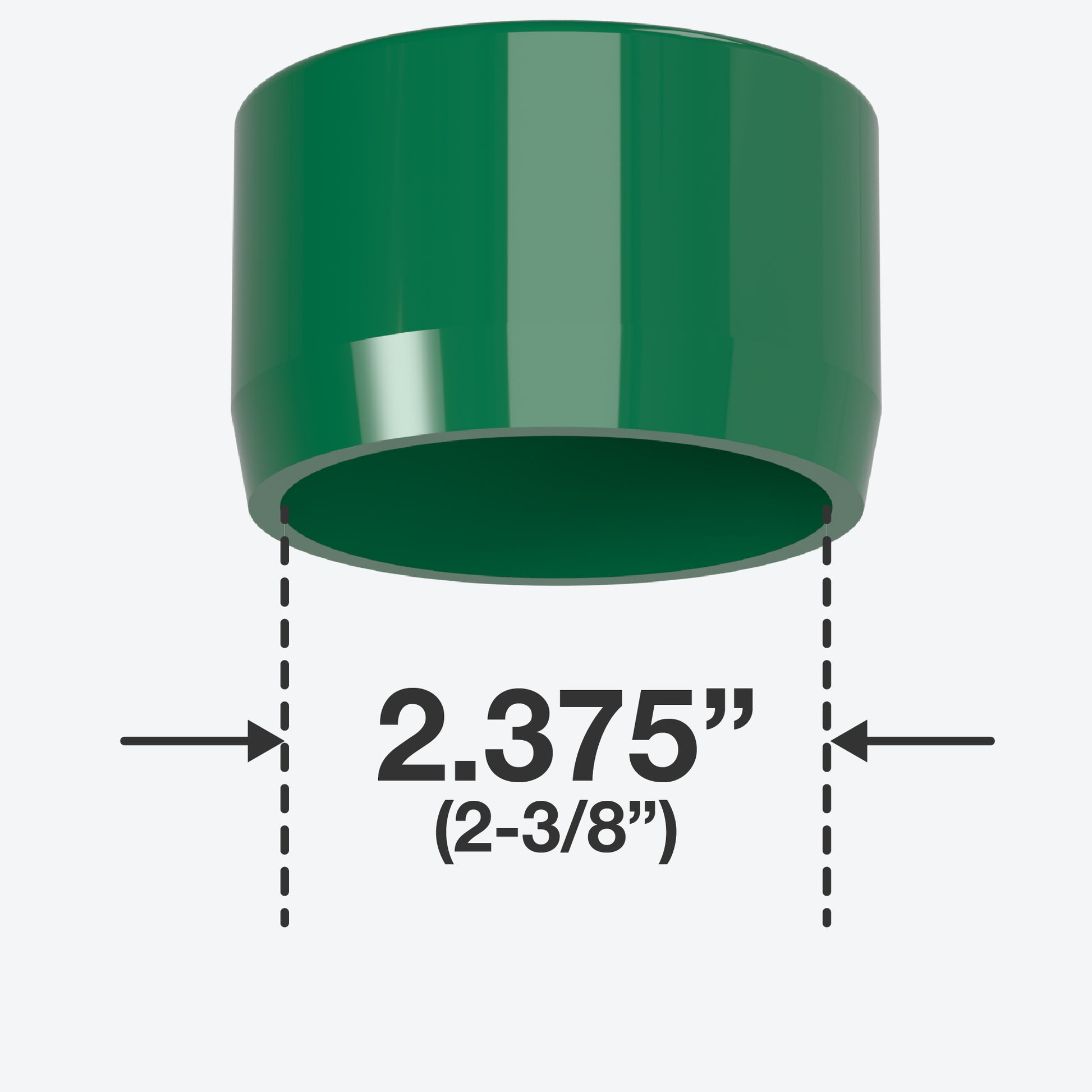 2 in. External Flat PVC End Cap, Furniture Grade - Green External Cap - FORMUFIT