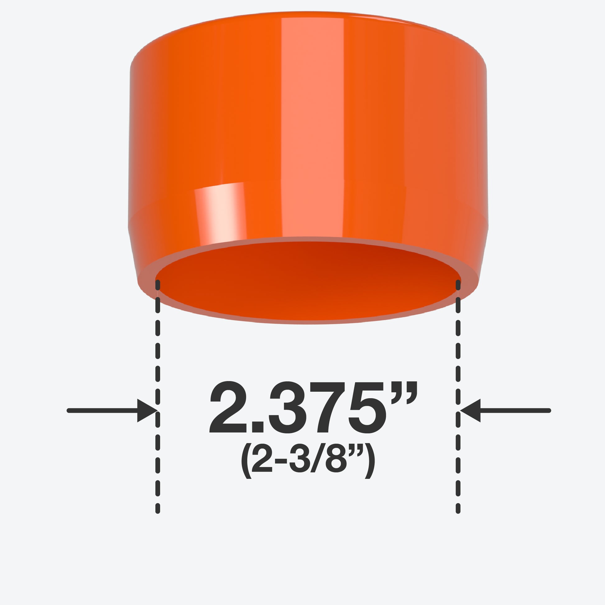 2 in. External Flat PVC End Cap, Furniture Grade - Orange External Cap - FORMUFIT