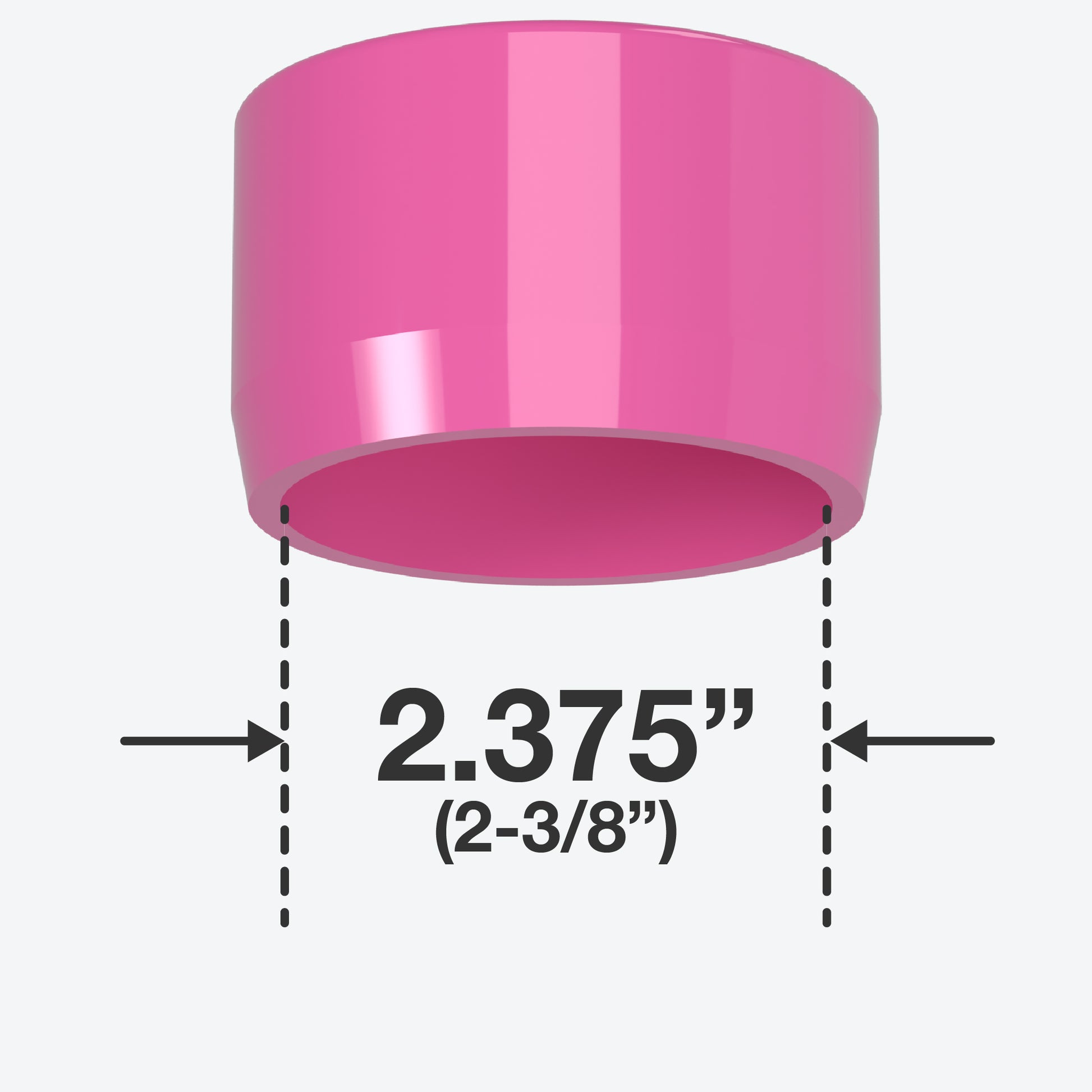 2 in. External Flat PVC End Cap, Furniture Grade - Pink External Cap - FORMUFIT