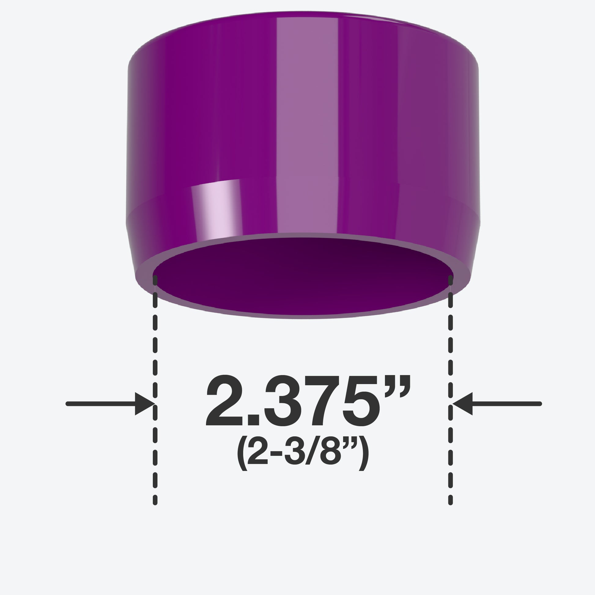 2 in. External Flat PVC End Cap, Furniture Grade - Purple External Cap - FORMUFIT