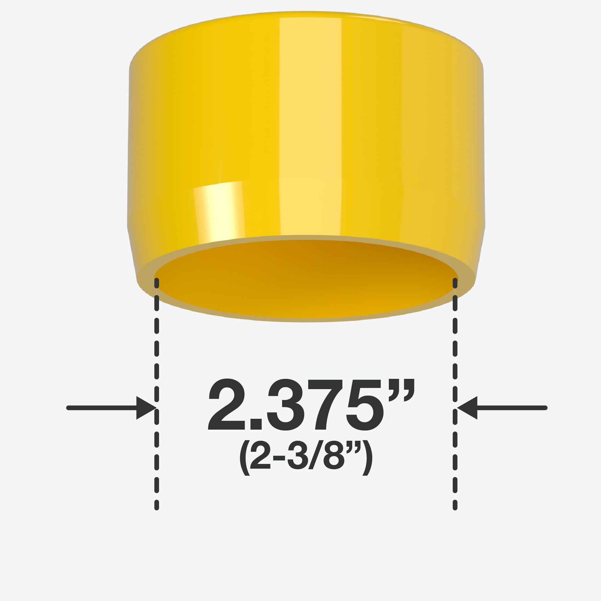 2 in. External Flat PVC End Cap, Furniture Grade - Yellow External Cap - FORMUFIT
