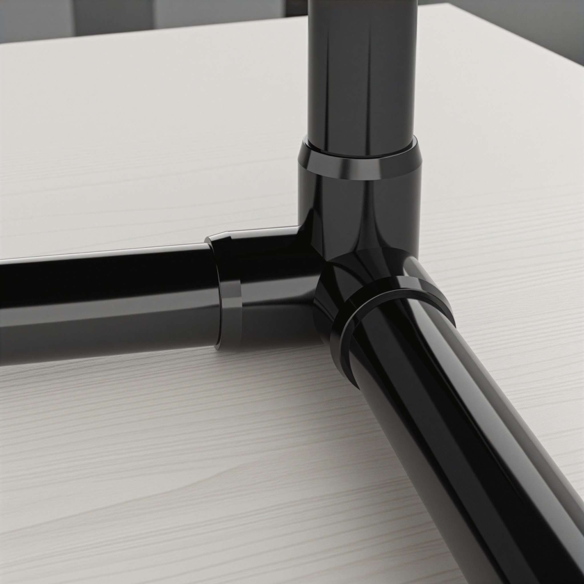 2 in. 3-Way PVC Elbow Fitting, Furniture Grade - Black Side Outlet Elbow - FORMUFIT