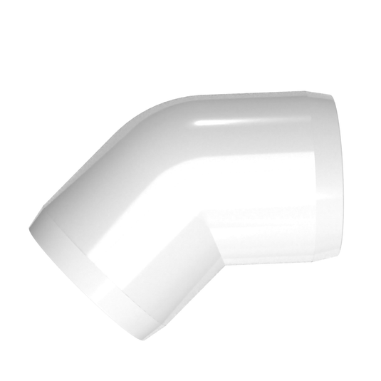 1-1/2 in. 45 Degree Furniture Grade PVC Elbow Fitting - White - FORMUFIT