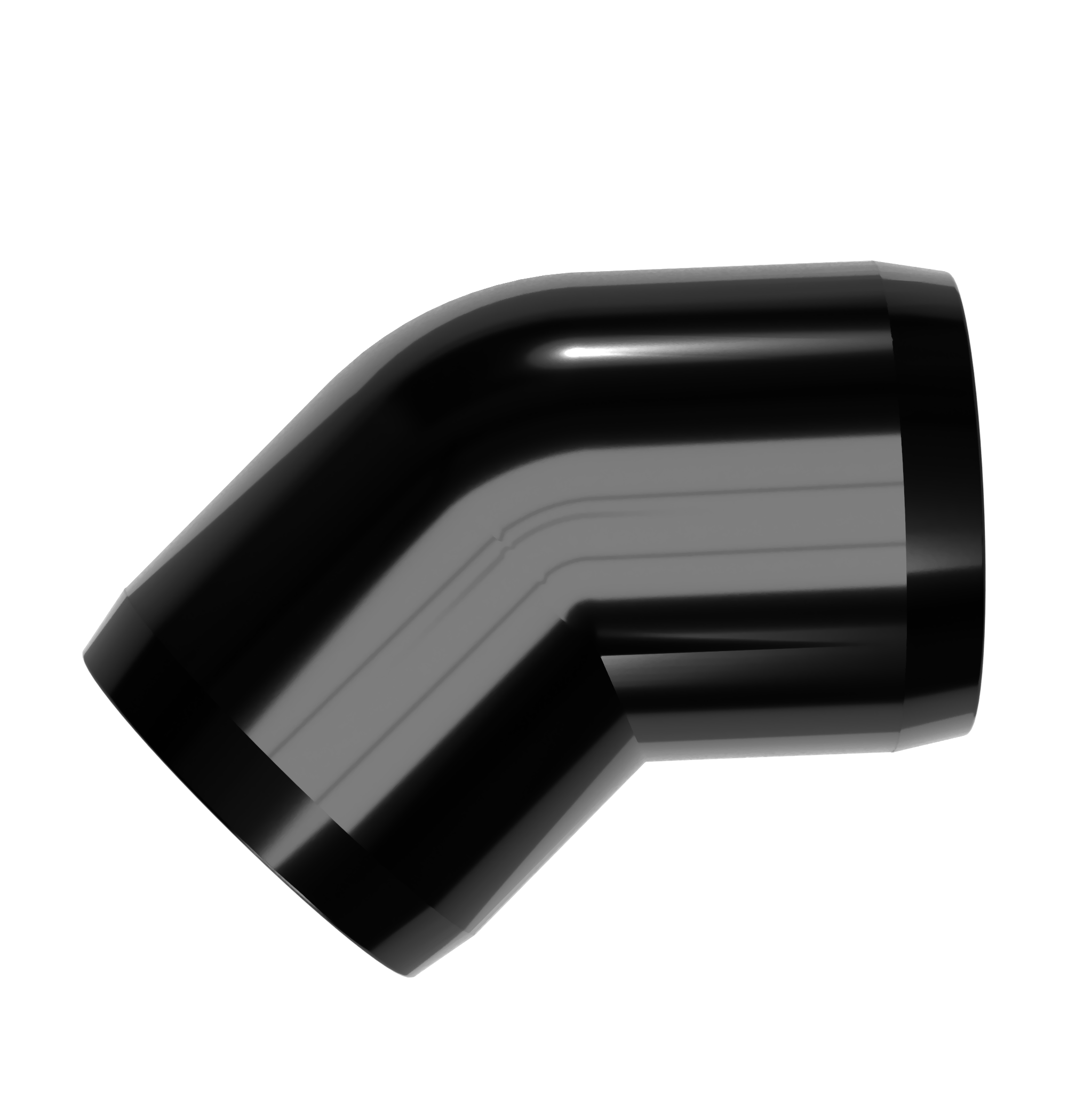 1/2 in. 45 Degree PVC Elbow Fitting, Furniture Grade - Black 45 Elbow - FORMUFIT