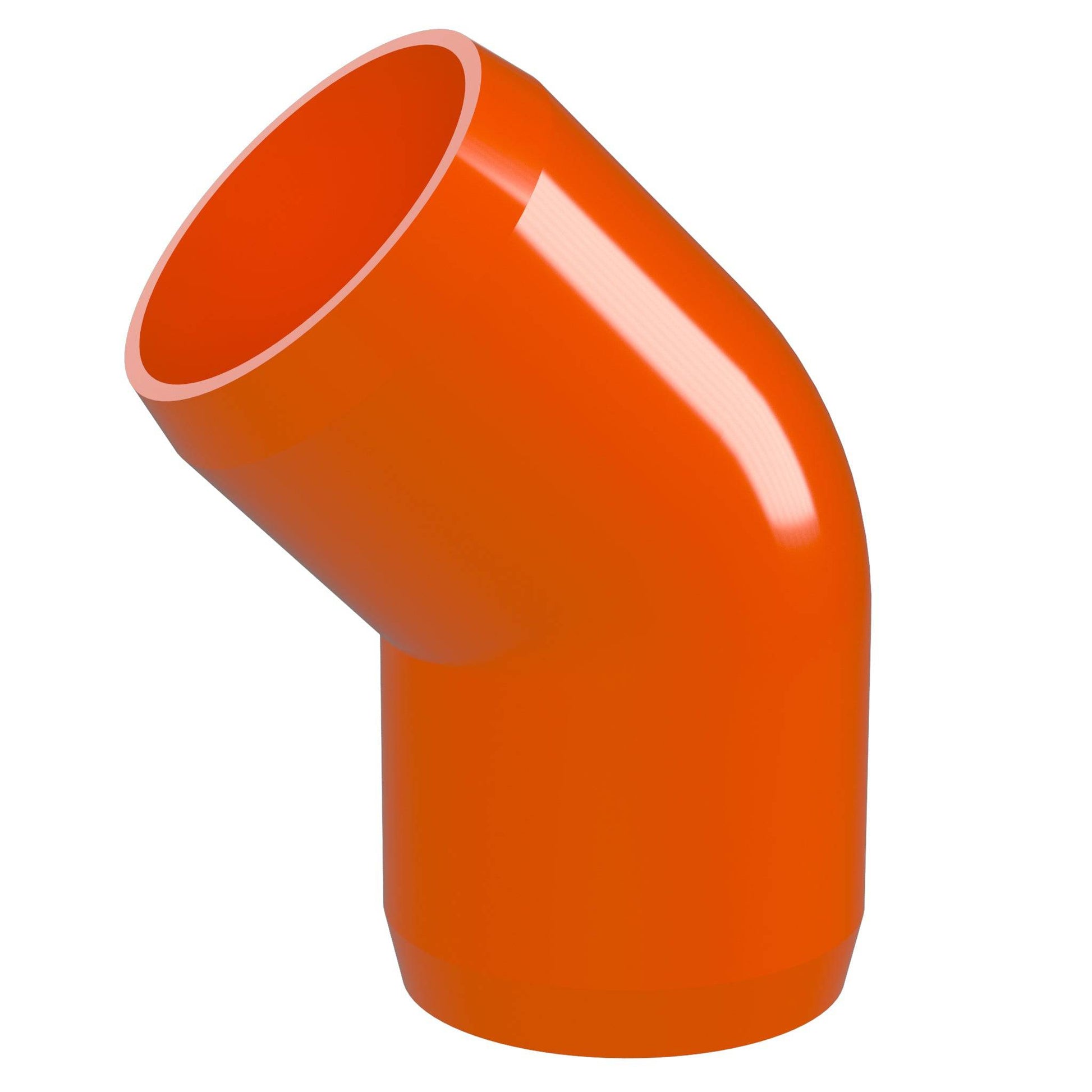 1/2 in. 45 Degree PVC Elbow Fitting, Furniture Grade - Orange 45 Elbow - FORMUFIT