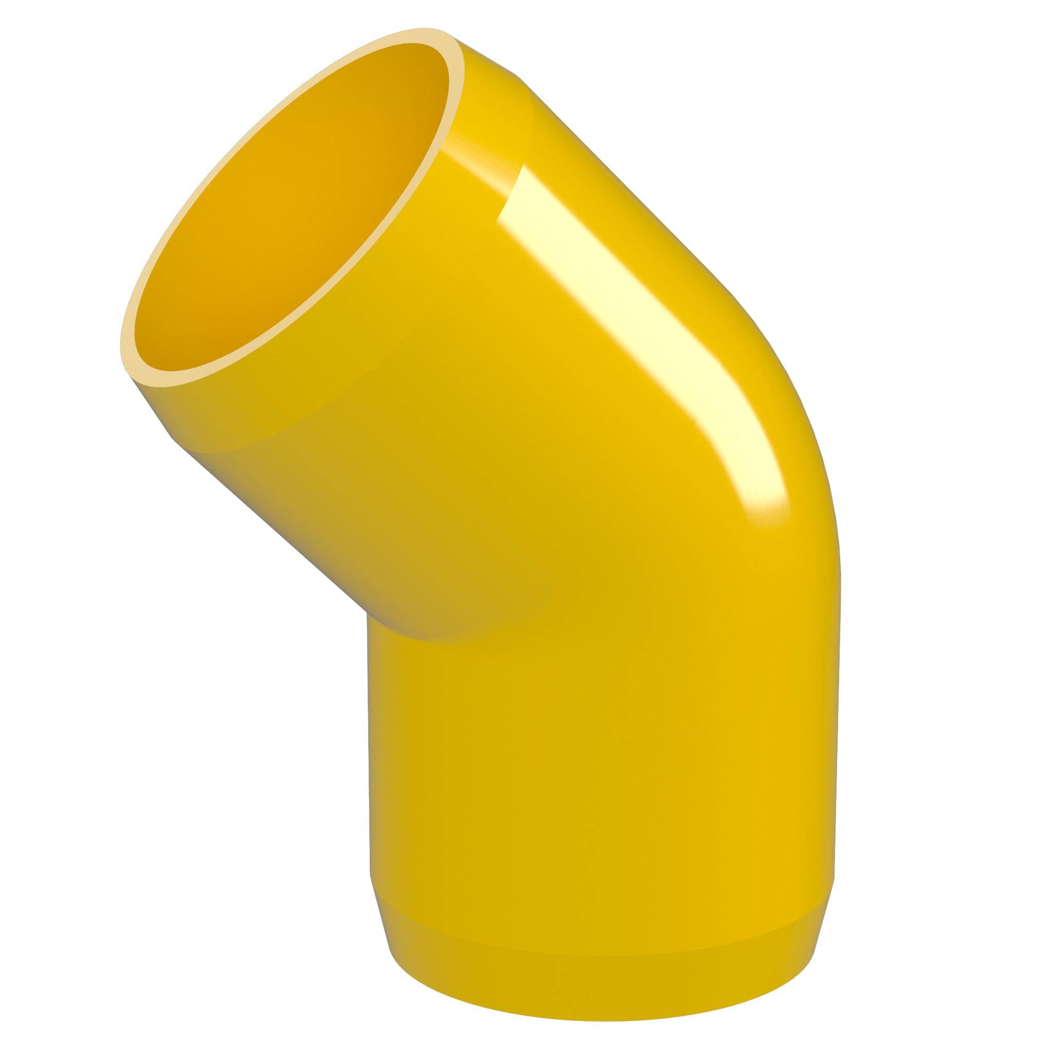 1/2 in. 45 Degree PVC Elbow Fitting, Furniture Grade - Yellow 45 Elbow - FORMUFIT