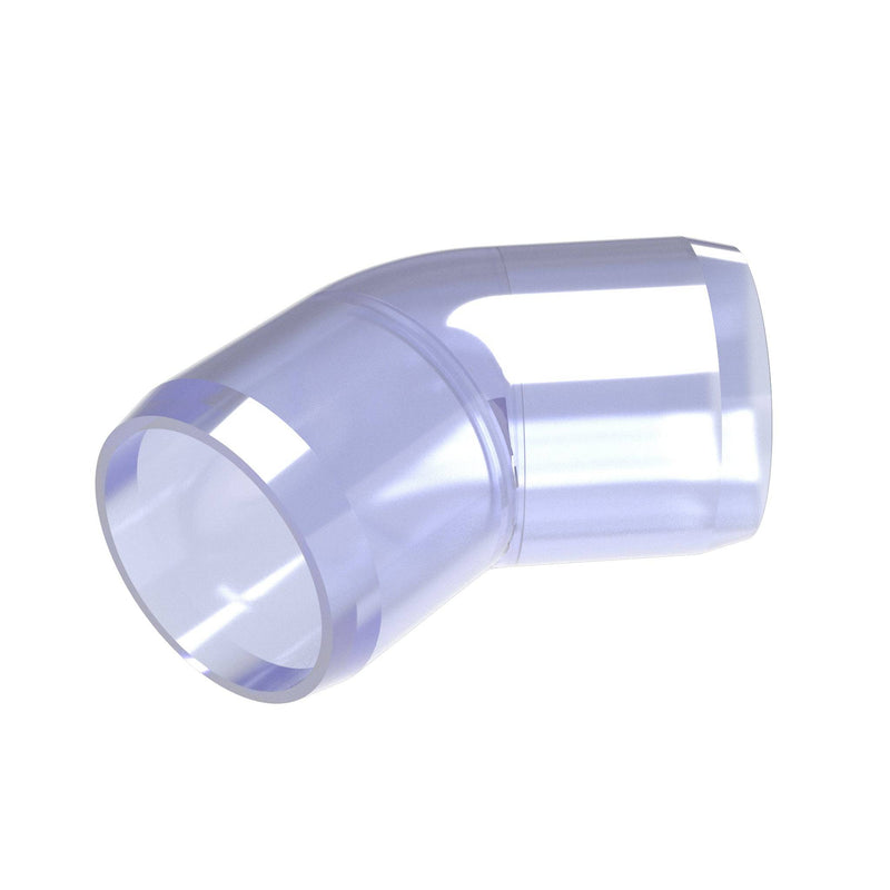 Load image into Gallery viewer, 1 in. 45 Degree Furniture Grade PVC Elbow Fitting - Clear - FORMUFIT
