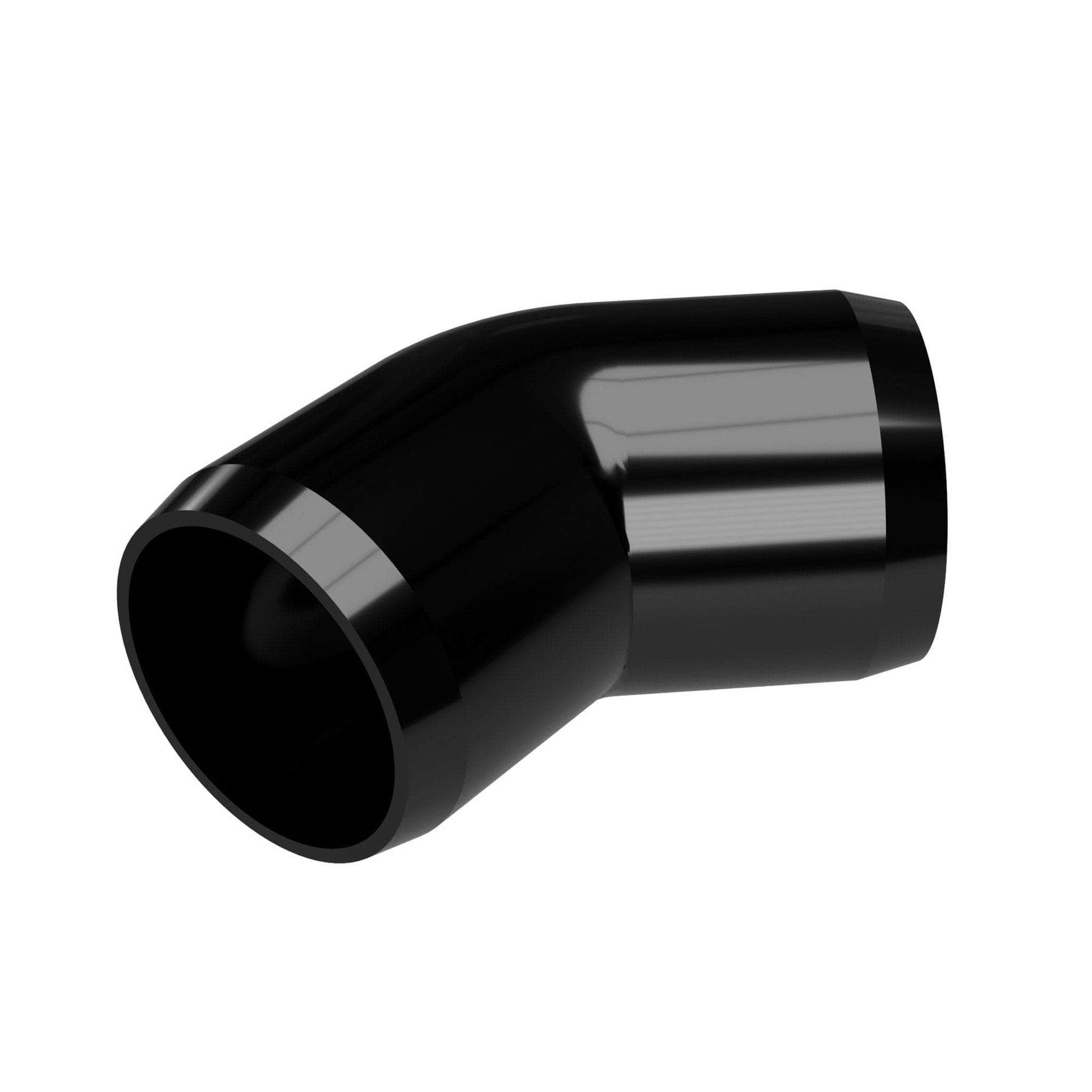 2 in. 45 Degree PVC Elbow Fitting, Furniture Grade - Black 45 Elbow - FORMUFIT