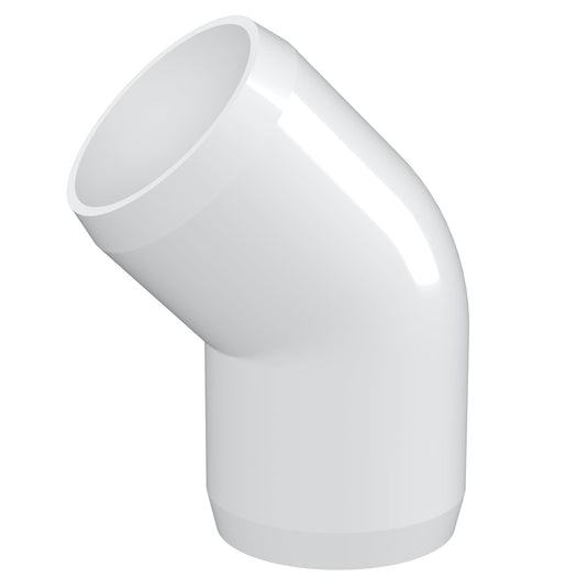 2 in. 45 Degree Furniture Grade PVC Elbow Fitting - White - FORMUFIT