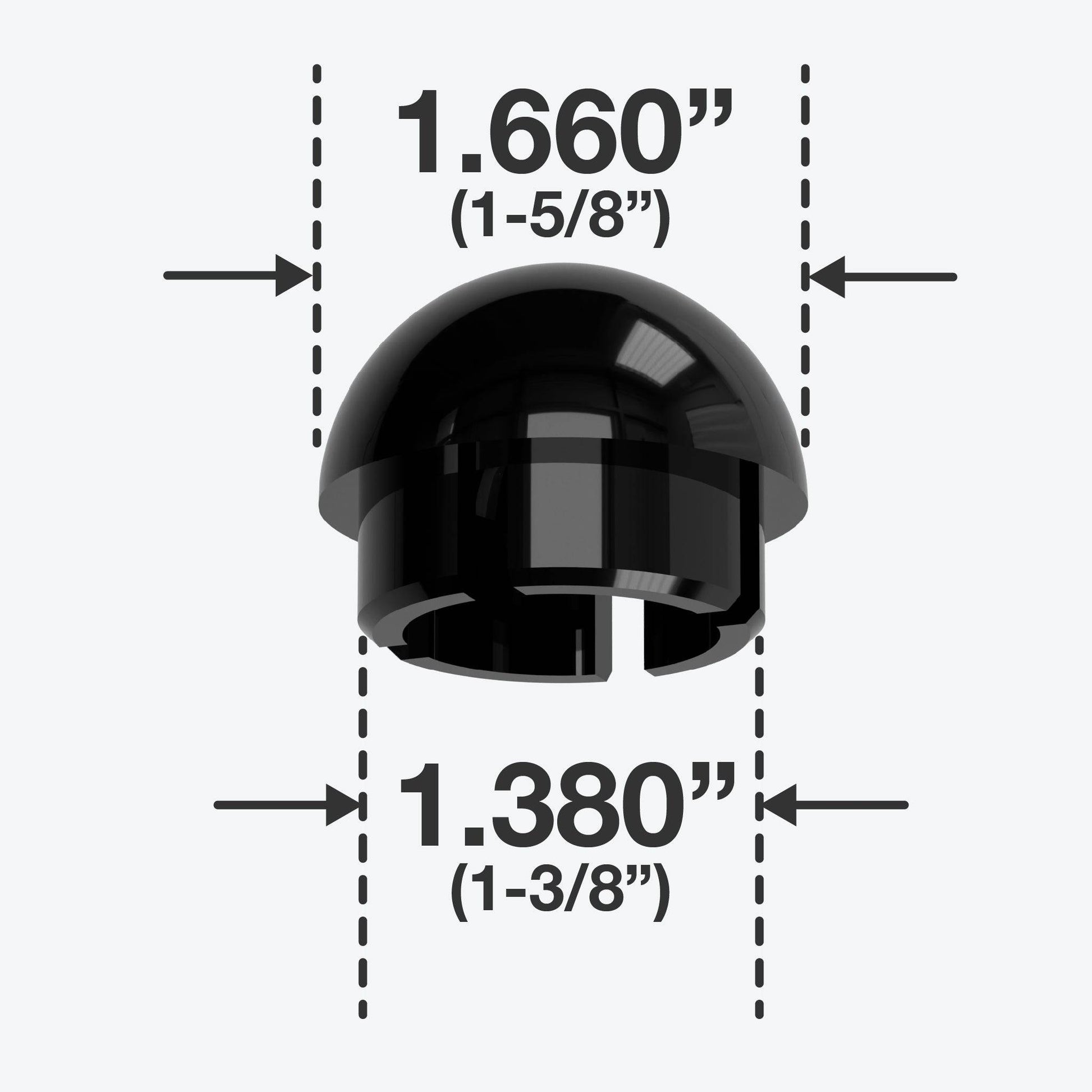 1-1/4 in. Internal Ball Cap - Furniture Grade PVC - Black - FORMUFIT