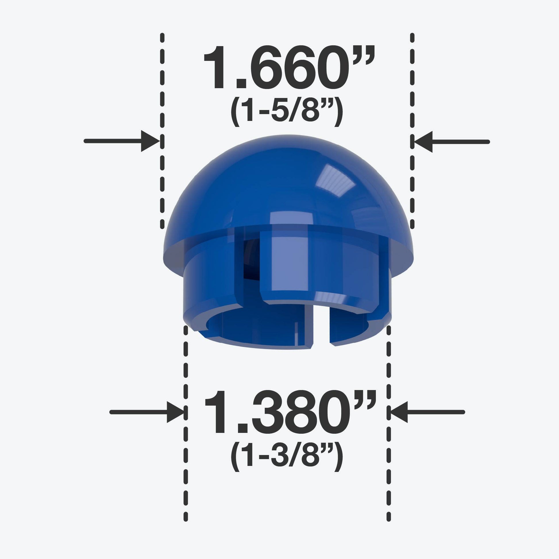 1-1/4 in. Internal Ball PVC Cap, Furniture Grade - Blue Ball End Cap - FORMUFIT