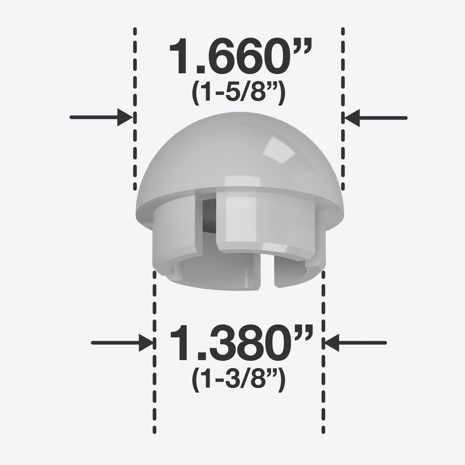 1-1/4 in. Internal Ball Cap - Furniture Grade PVC - Gray - FORMUFIT