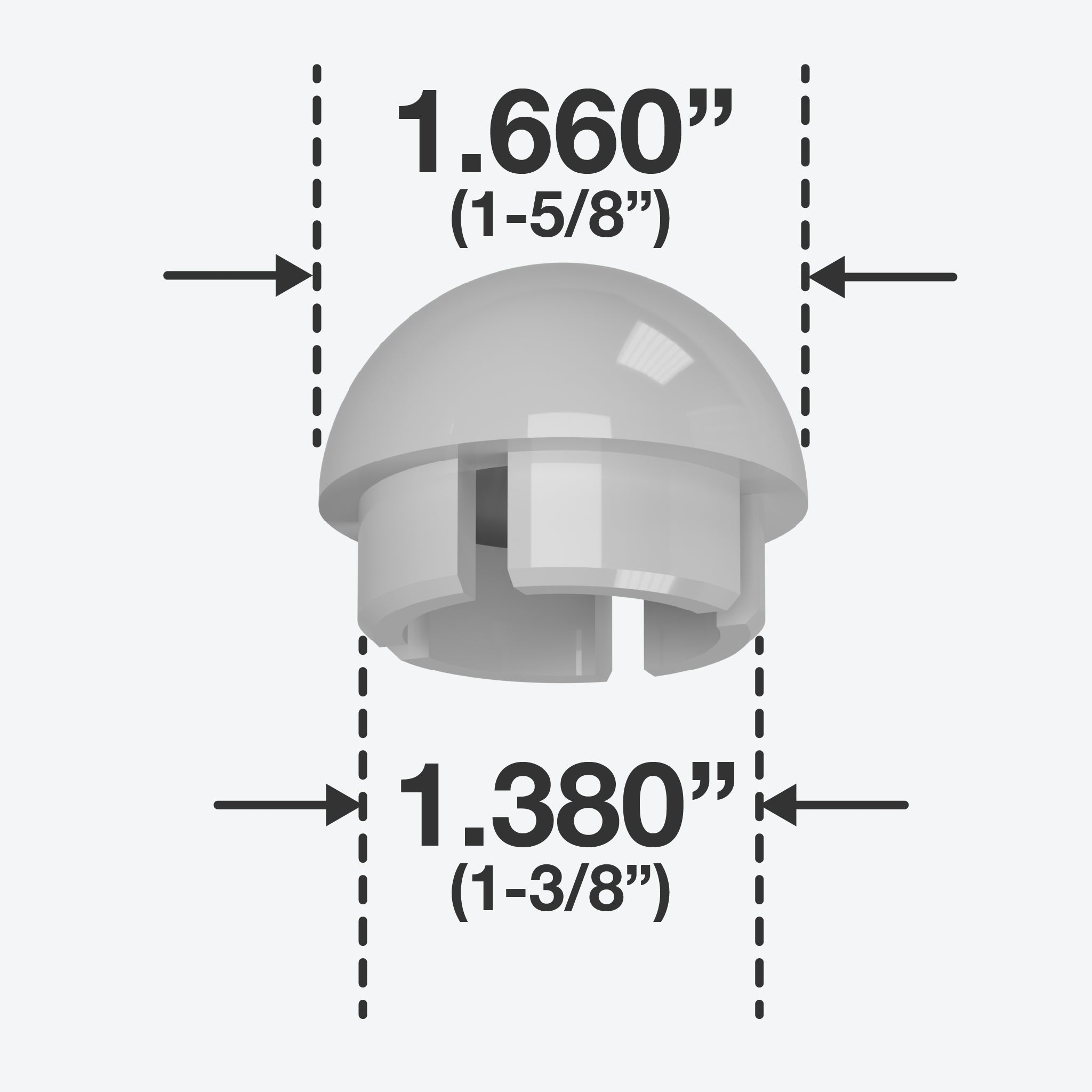 1-1/4 in. Internal Ball PVC Cap, Furniture Grade - Gray Ball End Cap - FORMUFIT