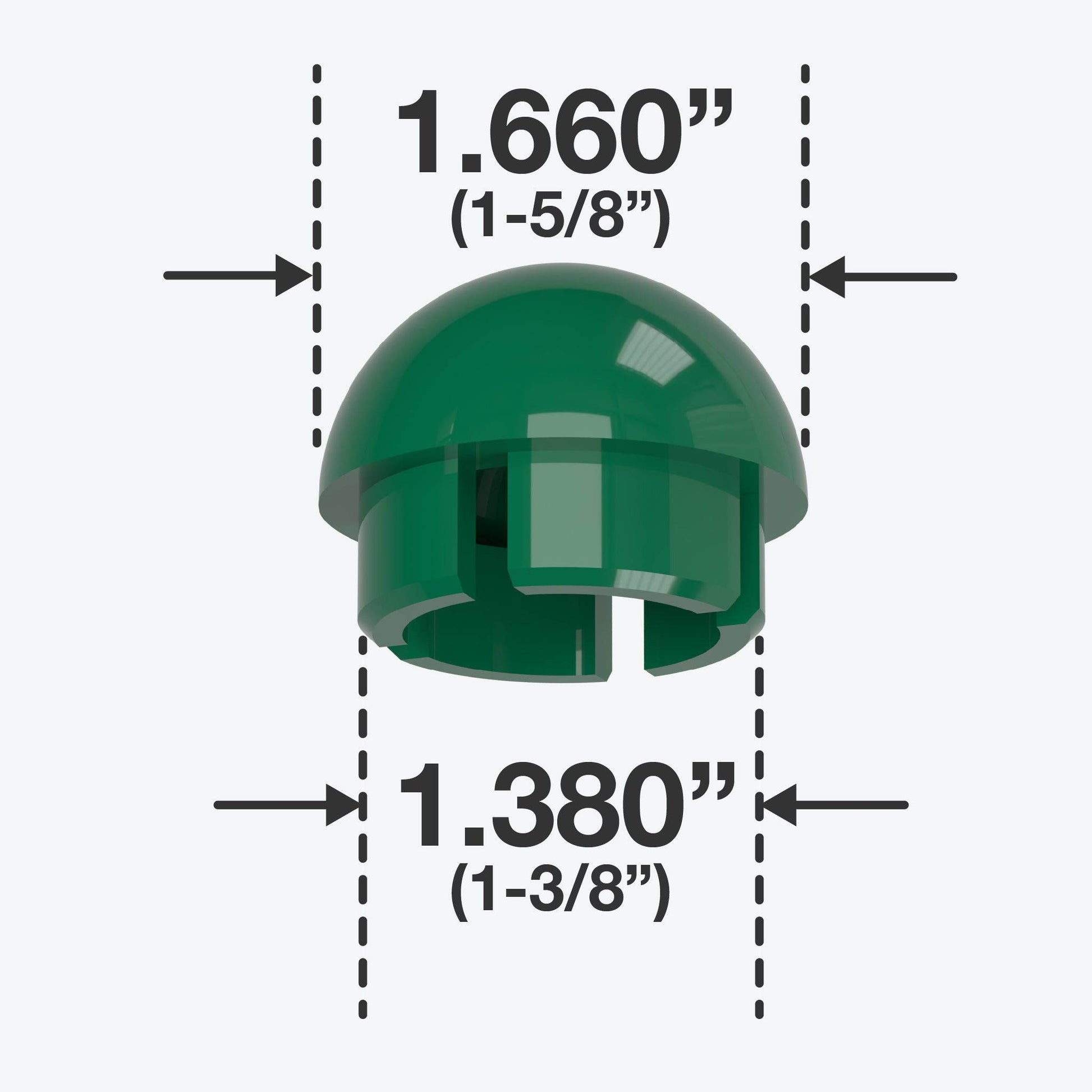 1-1/4 in. Internal Ball PVC Cap, Furniture Grade - Green Ball End Cap - FORMUFIT