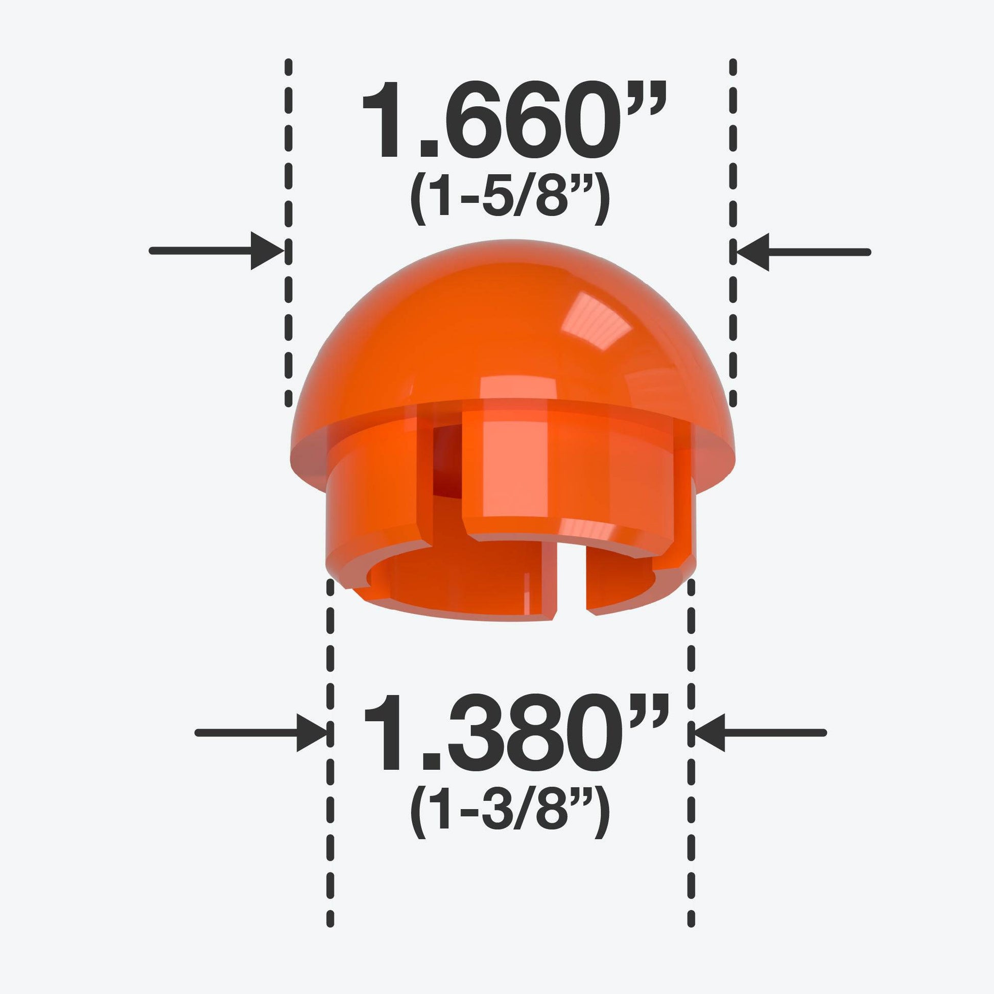 1-1/4 in. Internal Ball PVC Cap, Furniture Grade - Orange Ball End Cap - FORMUFIT