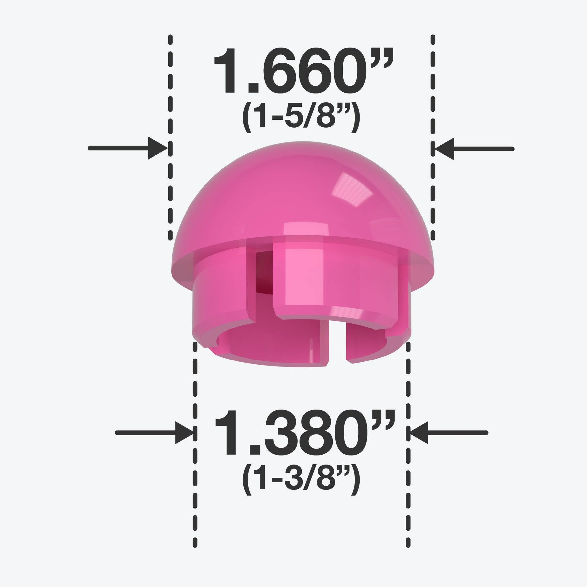 1-1/4 in. Internal Ball PVC Cap, Furniture Grade - Pink Ball End Cap - FORMUFIT