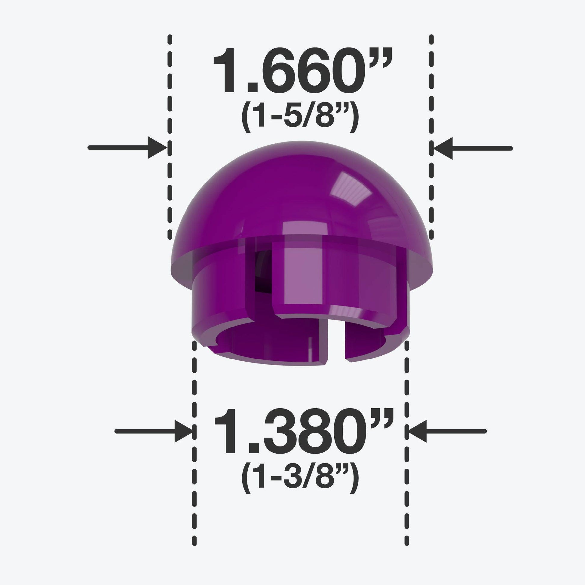 1-1/4 in. Internal Ball PVC Cap, Furniture Grade - Purple Ball End Cap - FORMUFIT