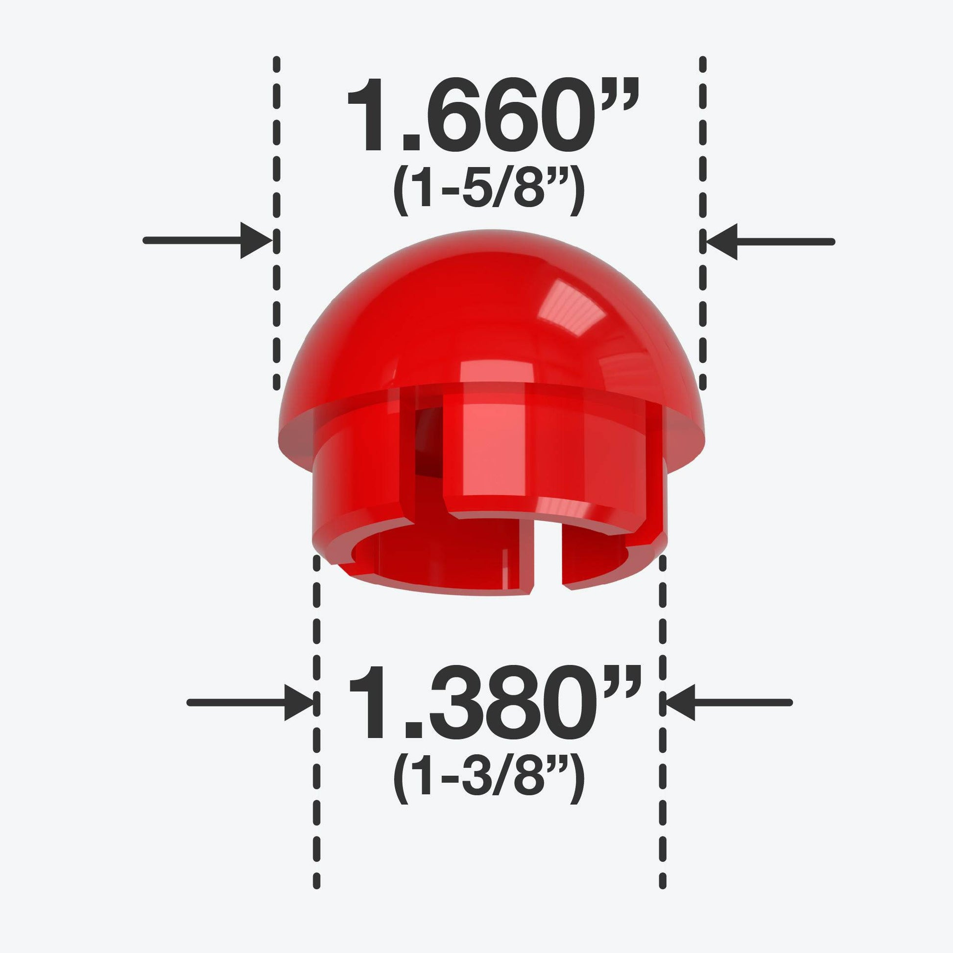 1-1/4 in. Internal Ball PVC Cap, Furniture Grade - Red Ball End Cap - FORMUFIT