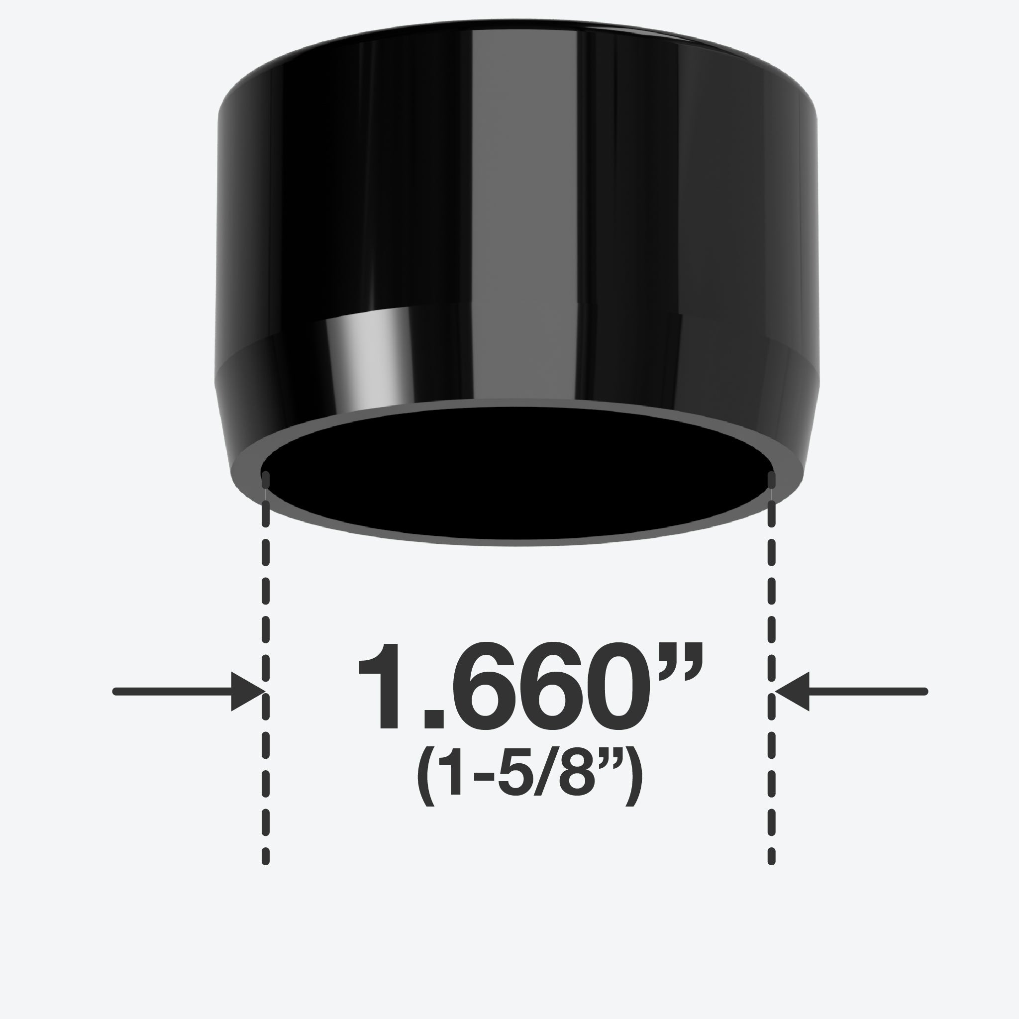 1-1/4 in. PVC Caster Pipe Cap, Furniture Grade- Black Caster Adapter - FORMUFIT