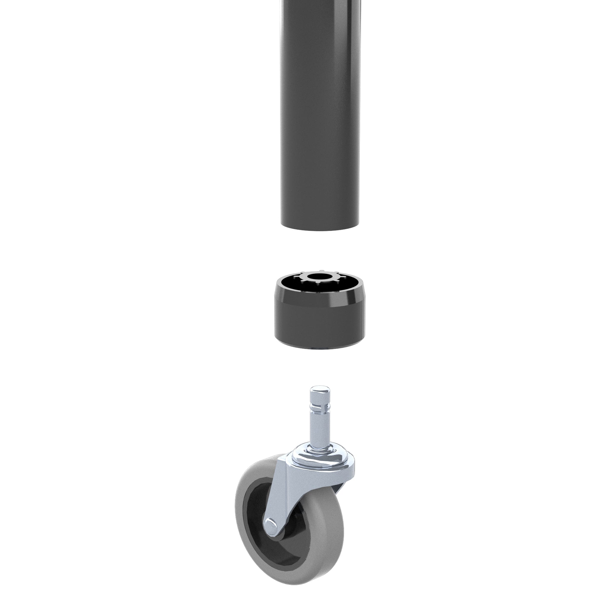 1-1/4 in. PVC Caster Pipe Cap, Furniture Grade- Black Caster Adapter - FORMUFIT