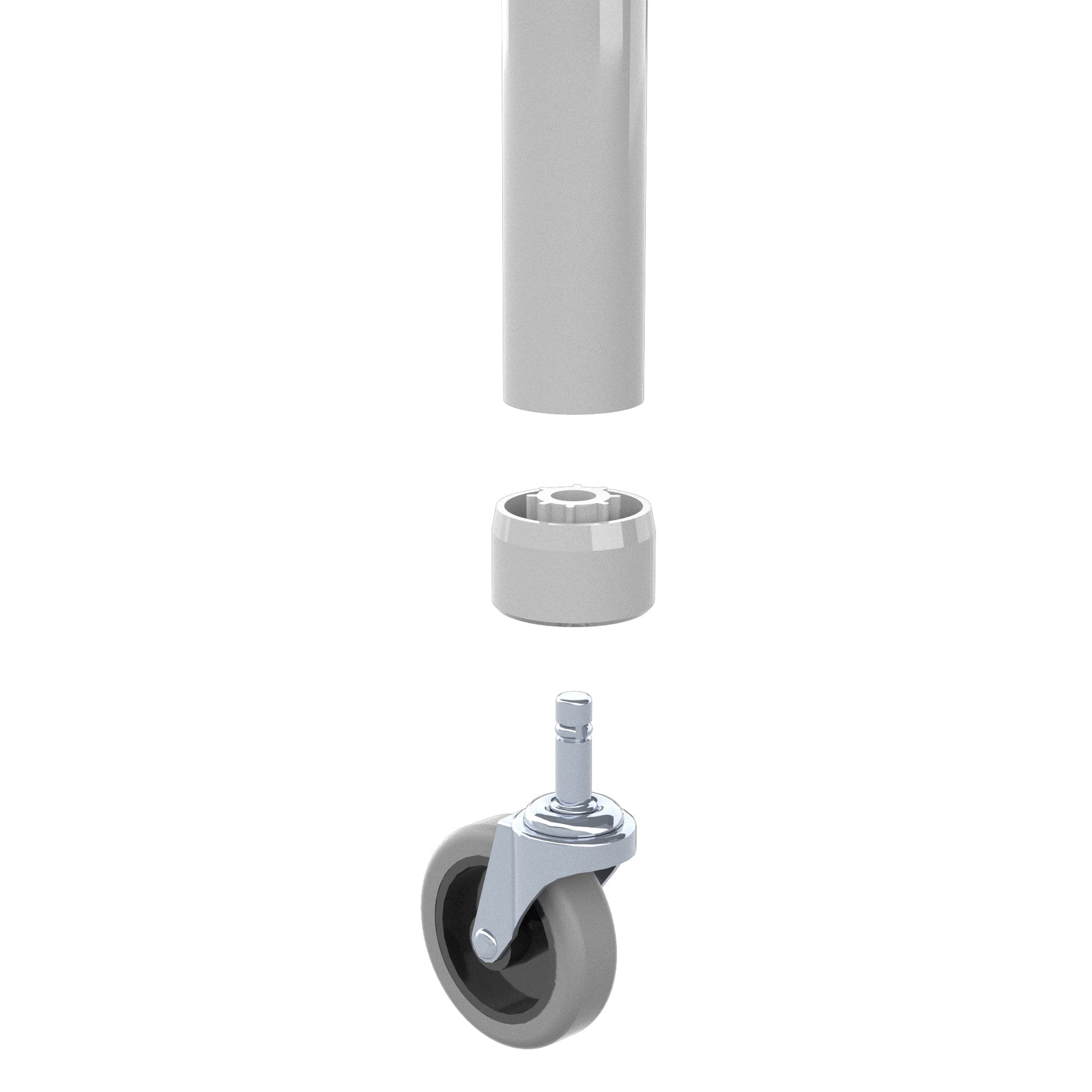 1-1/4 in. PVC Caster Pipe Cap, Furniture Grade- Gray Caster Adapter - FORMUFIT