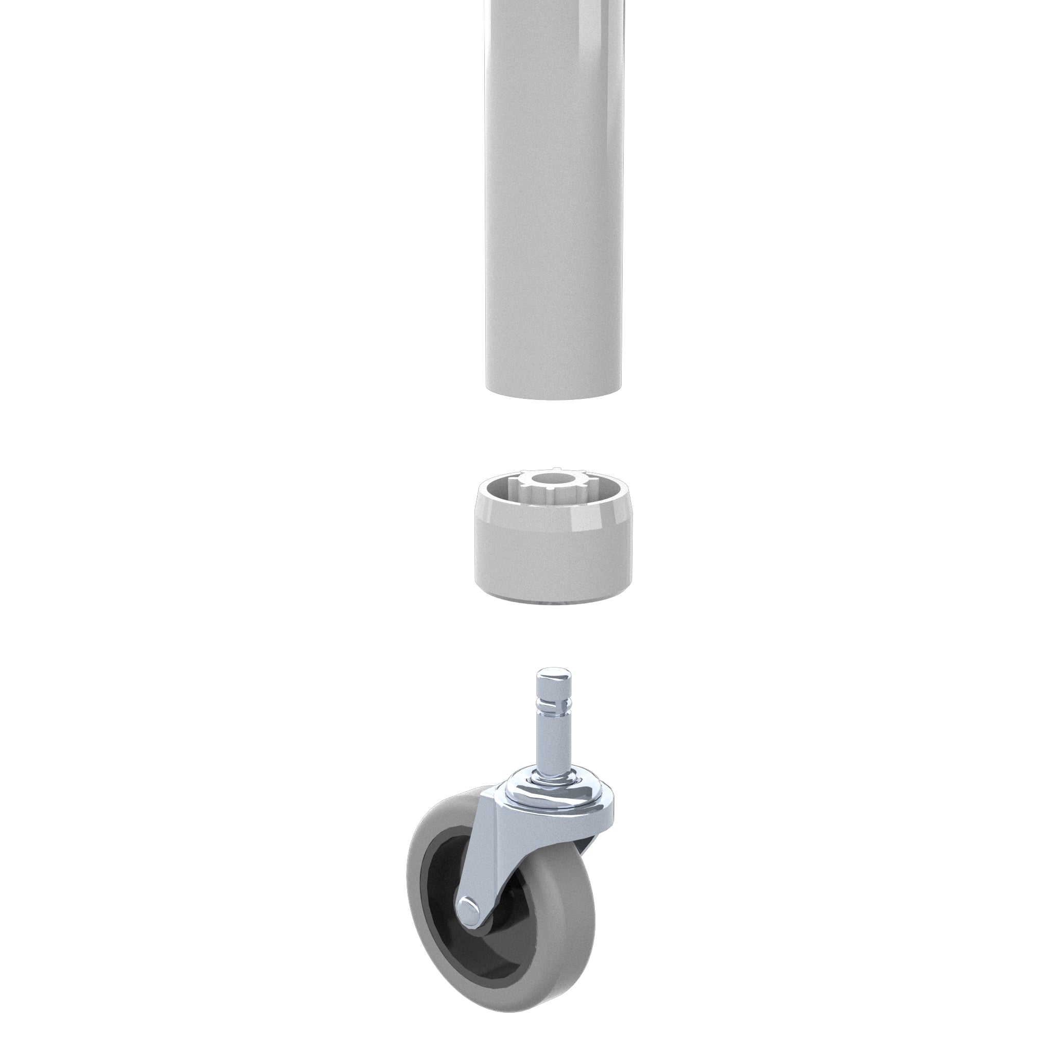 1-1/4 in. PVC Caster Pipe Cap, Furniture Grade- Gray Caster Adapter - FORMUFIT