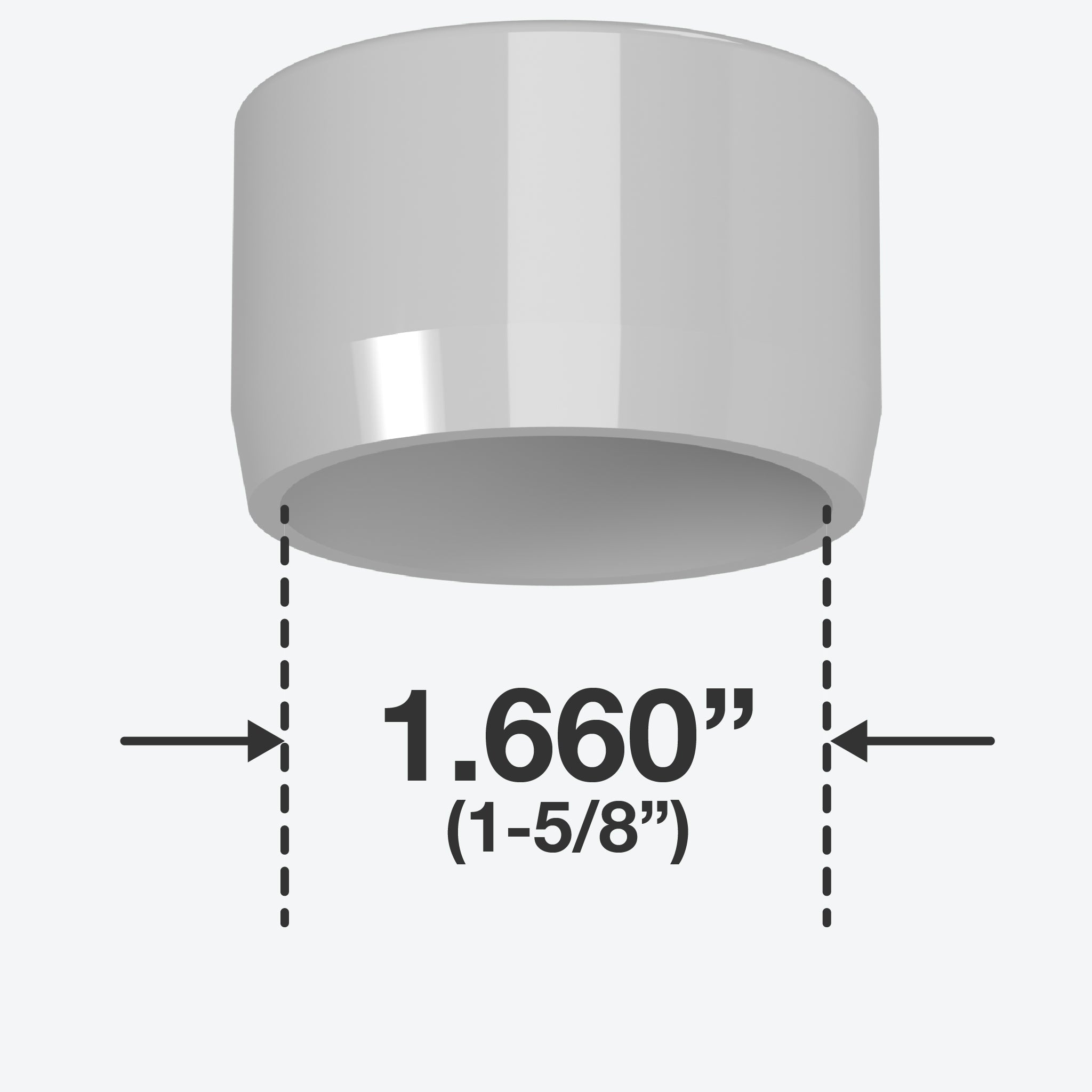 1-1/4 in. PVC Caster Pipe Cap, Furniture Grade- Gray Caster Adapter - FORMUFIT