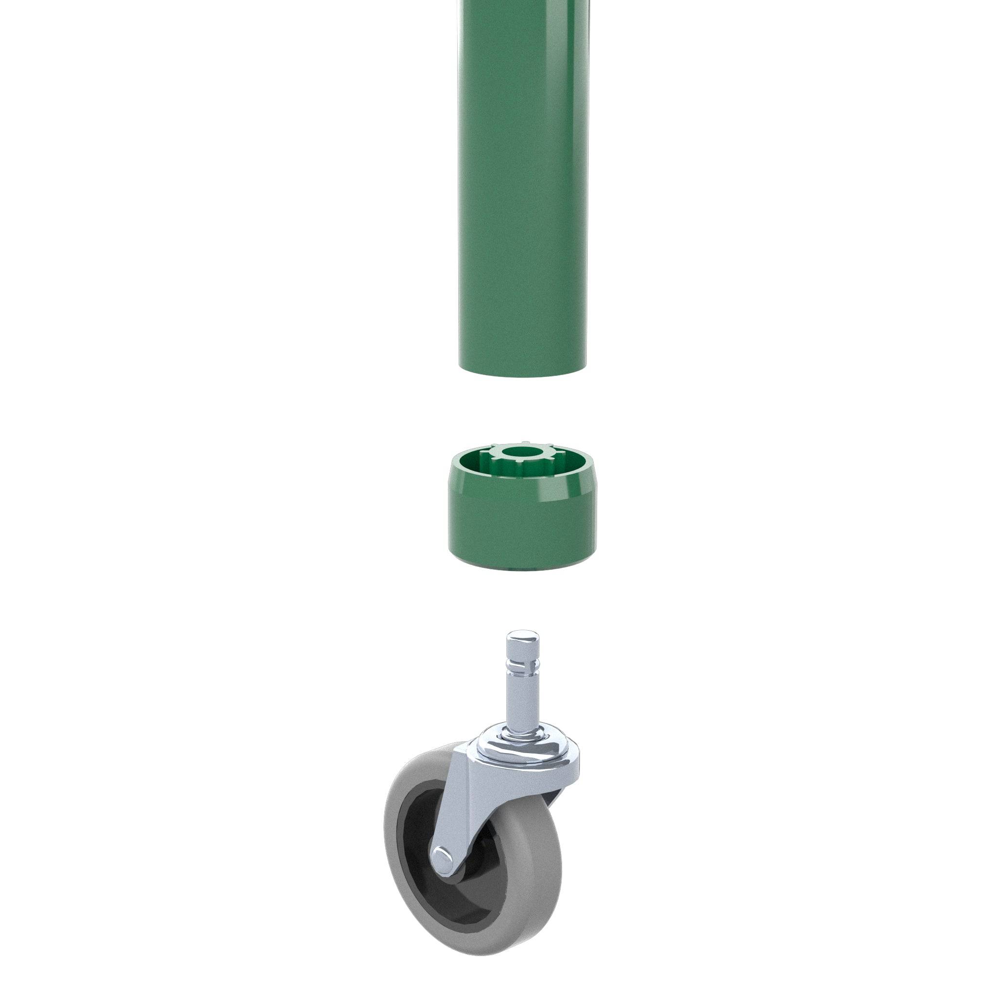 1-1/4 in. PVC Caster Pipe Cap, Furniture Grade- Green Caster Adapter - FORMUFIT