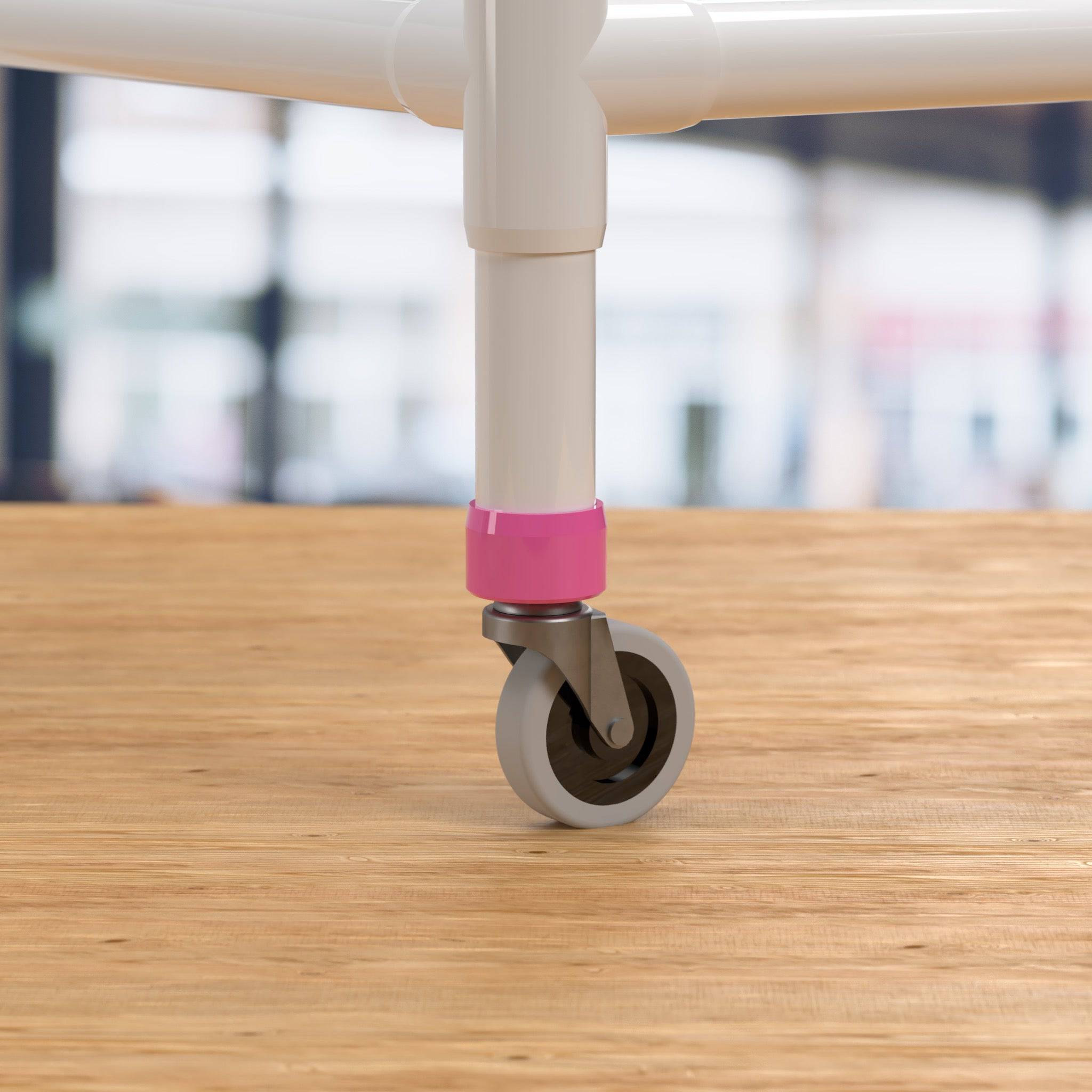 1-1/4 in. PVC Caster Pipe Cap, Furniture Grade- Pink Caster Adapter - FORMUFIT