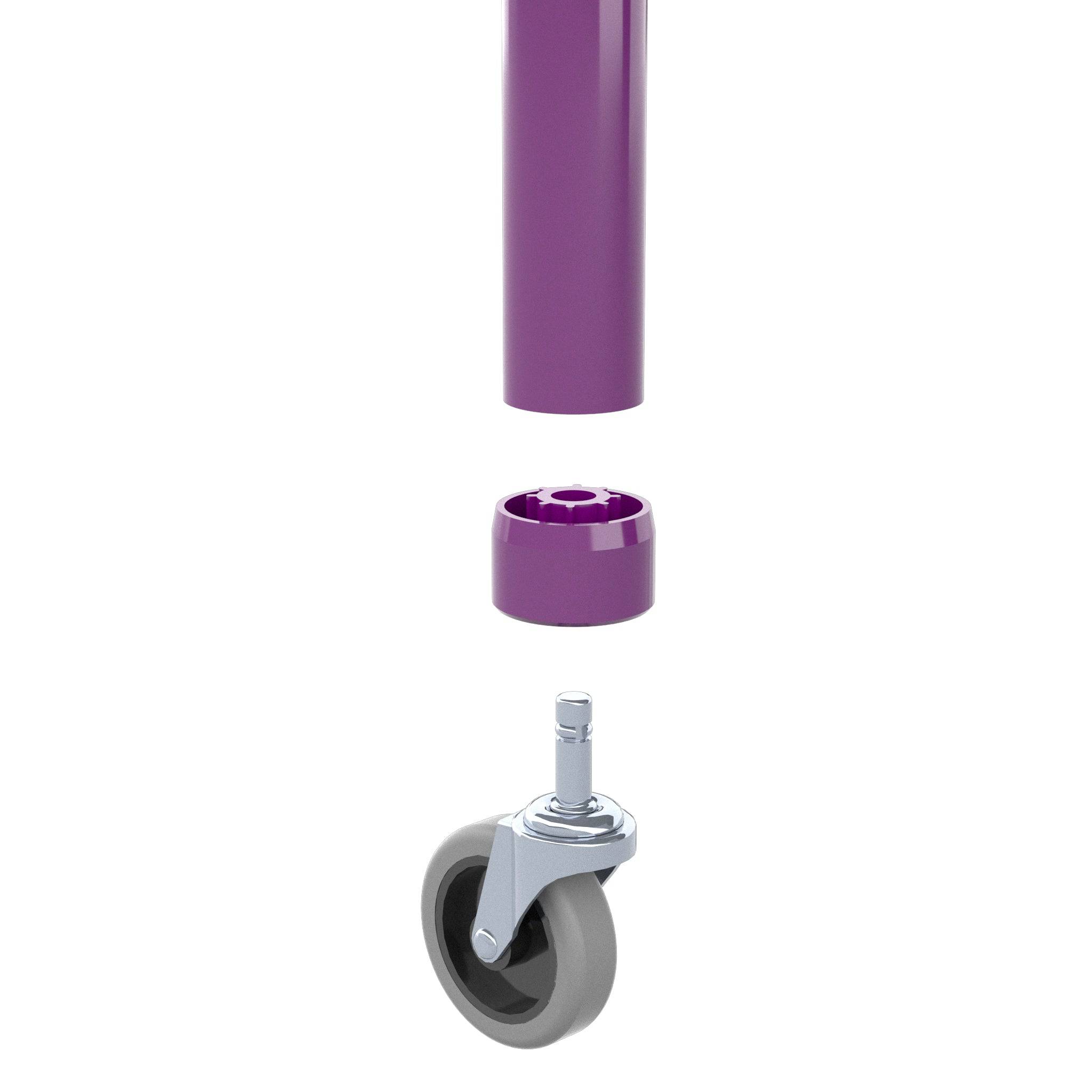 1-1/4 in. PVC Caster Pipe Cap, Furniture Grade- Purple Caster Adapter - FORMUFIT