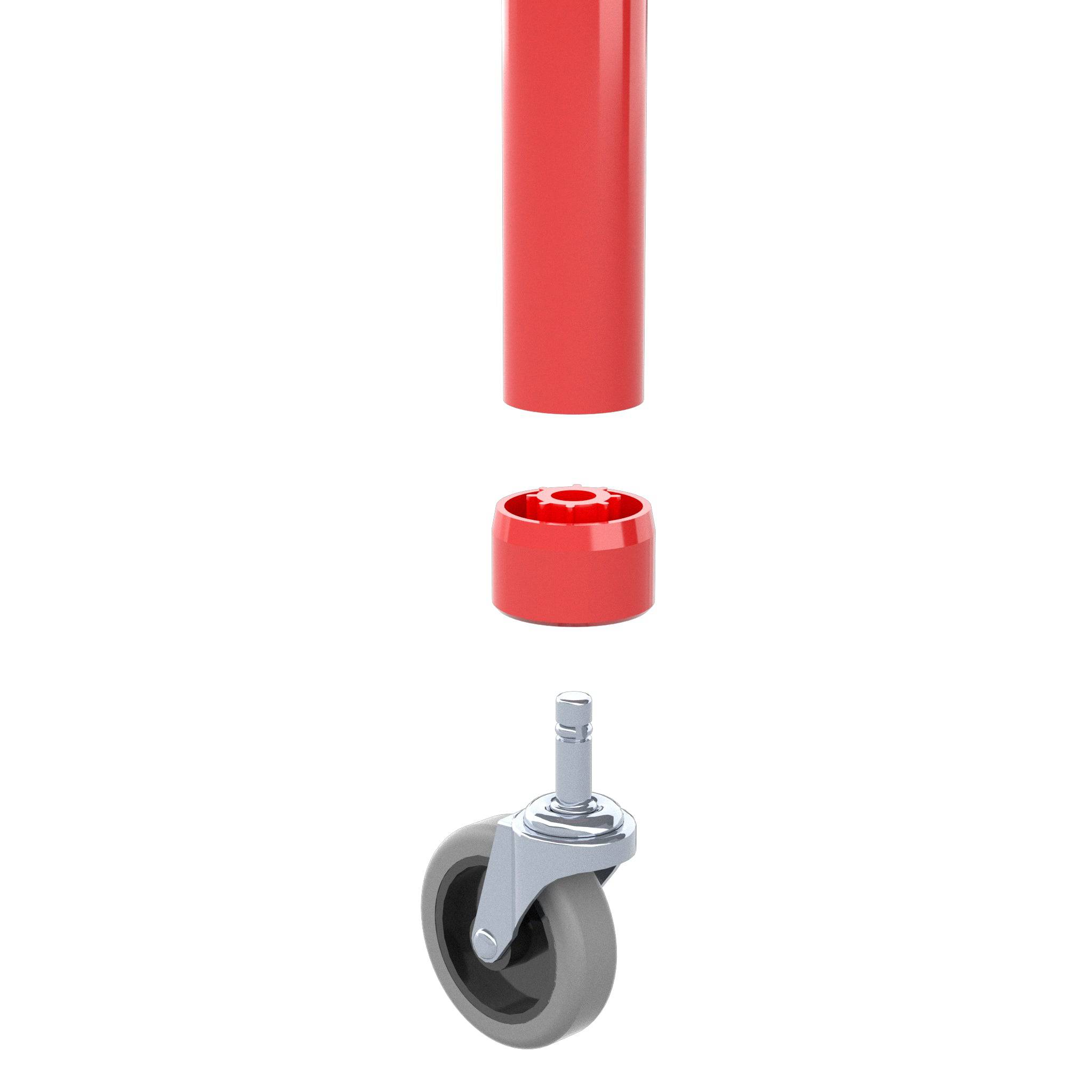 1-1/4 in. PVC Caster Pipe Cap, Furniture Grade- Red Caster Adapter - FORMUFIT