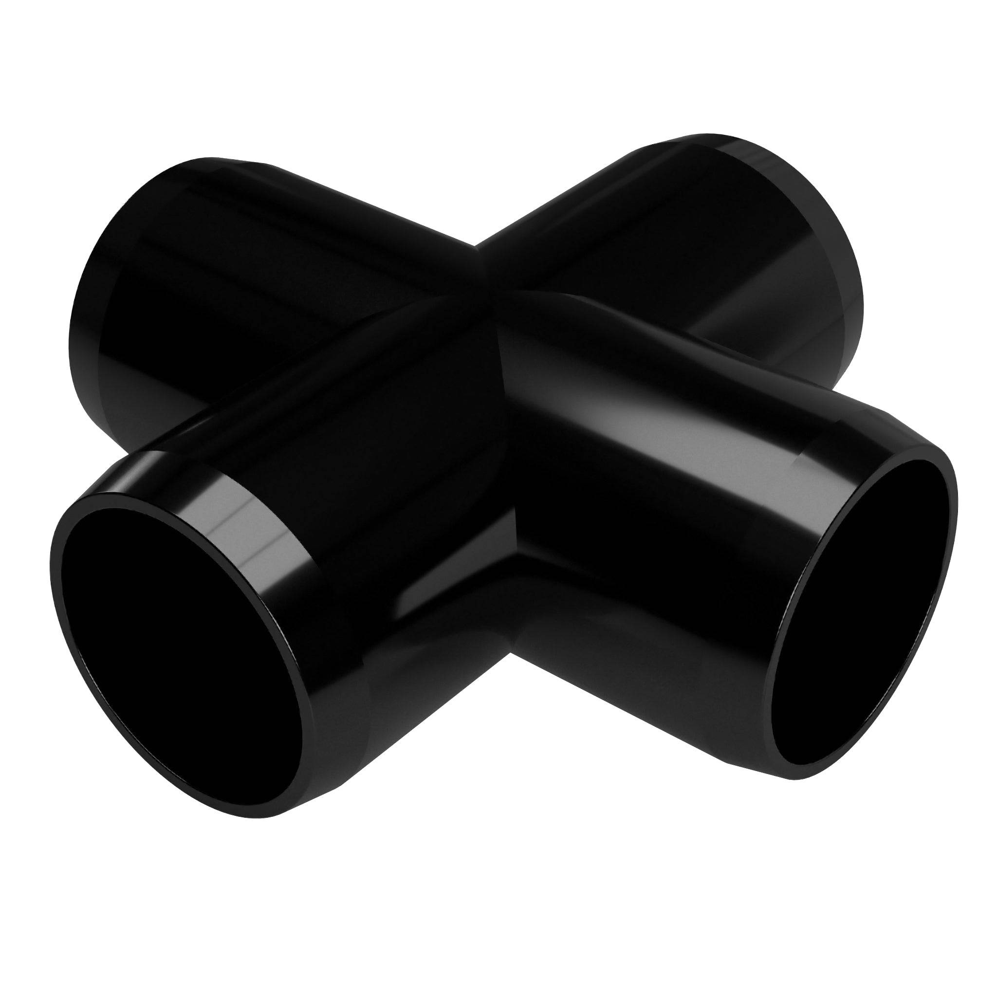 1-1/2 in. Cross PVC Fitting, Furniture Grade - Black Cross - FORMUFIT