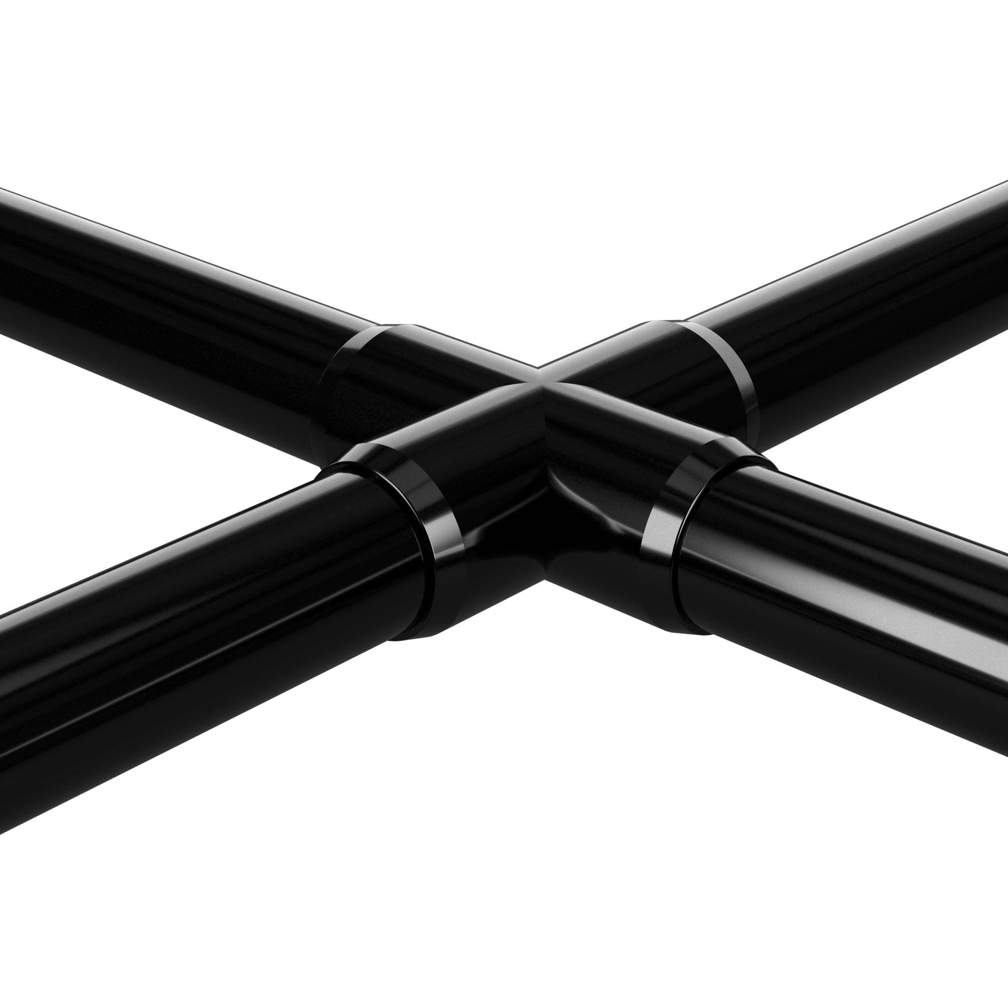 1-1/2 in. Cross PVC Fitting, Furniture Grade - Black Cross - FORMUFIT