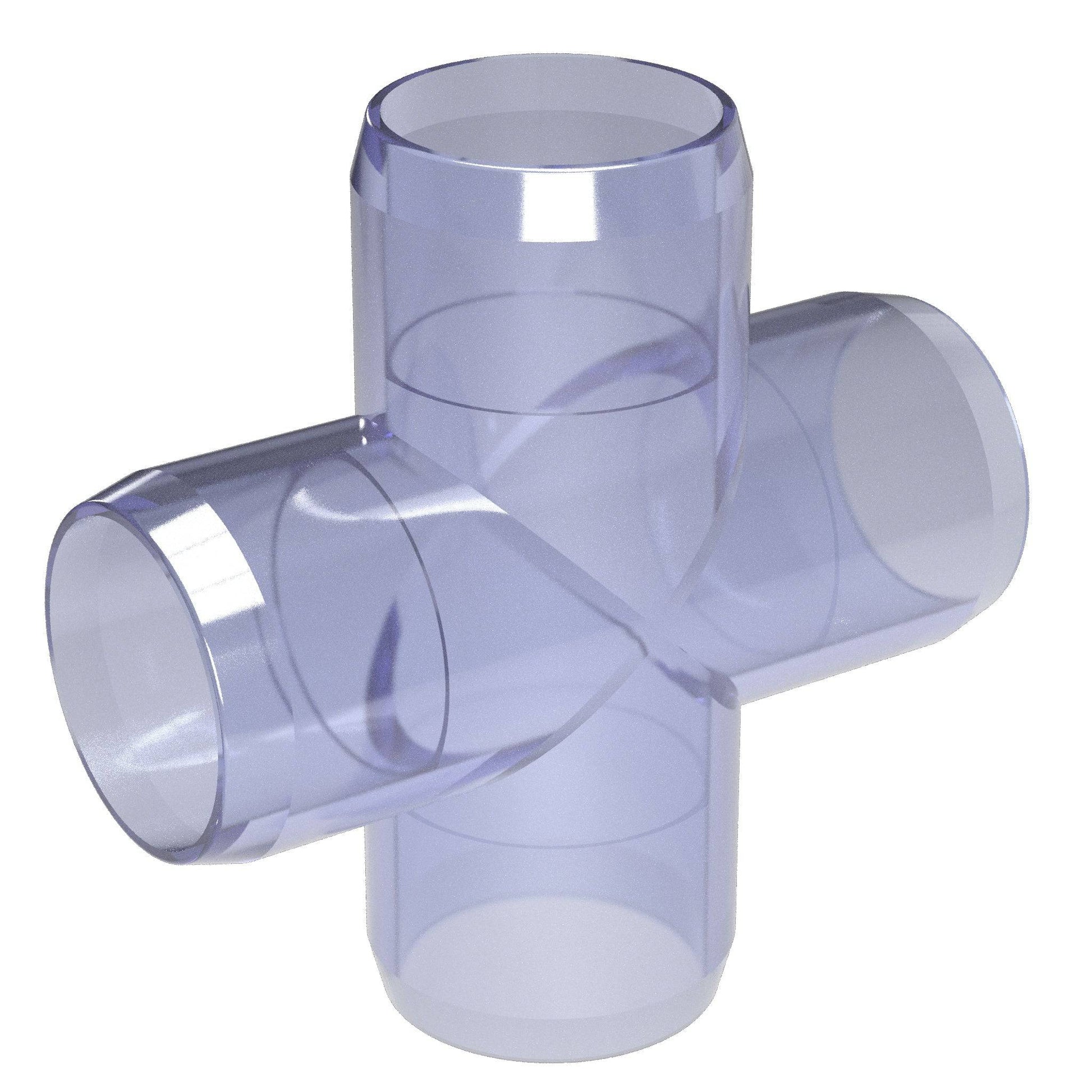 1-1/2 in. Cross PVC Fitting, Furniture Grade - Clear Cross - FORMUFIT