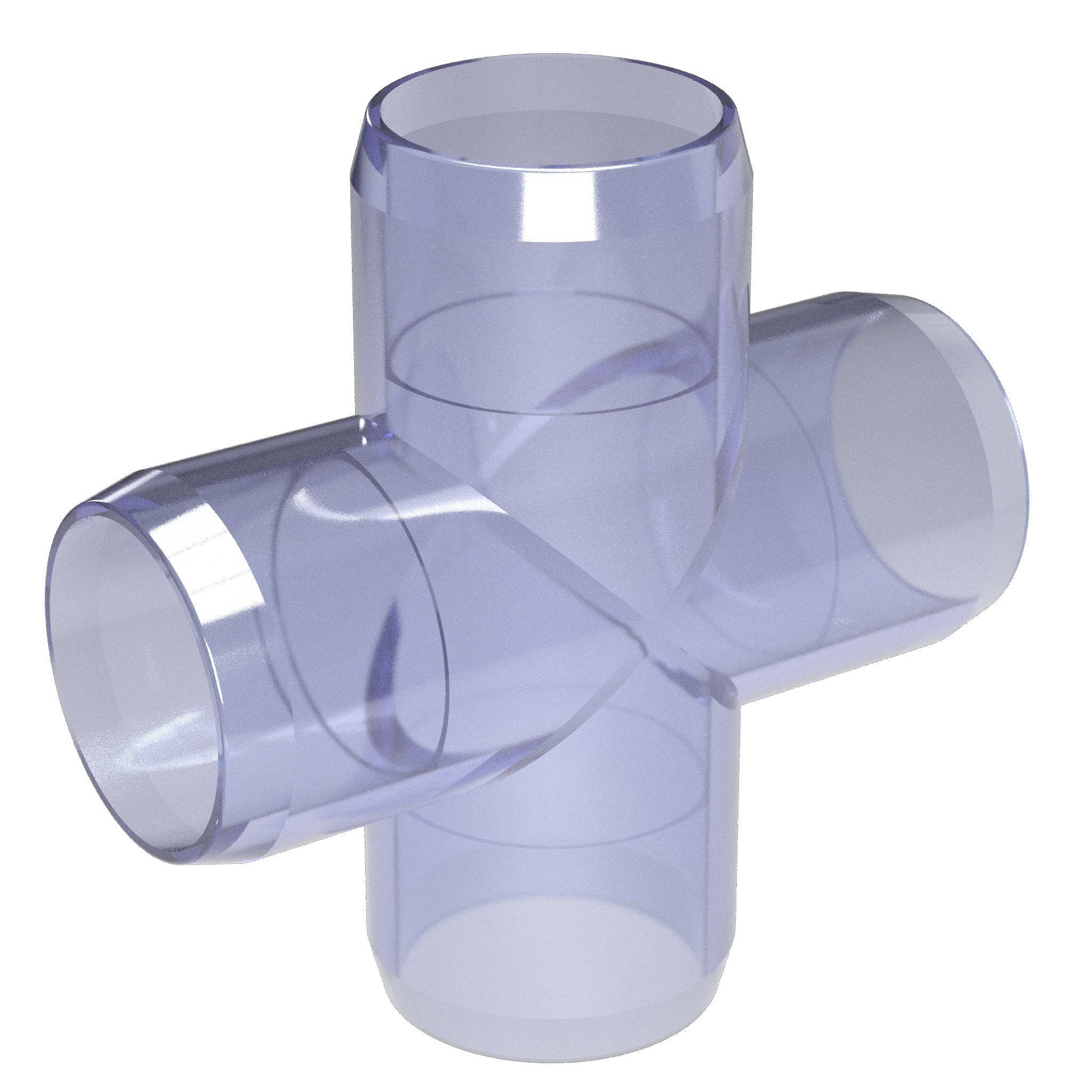1-1/2 in. Cross PVC Fitting, Furniture Grade - Clear Cross - FORMUFIT