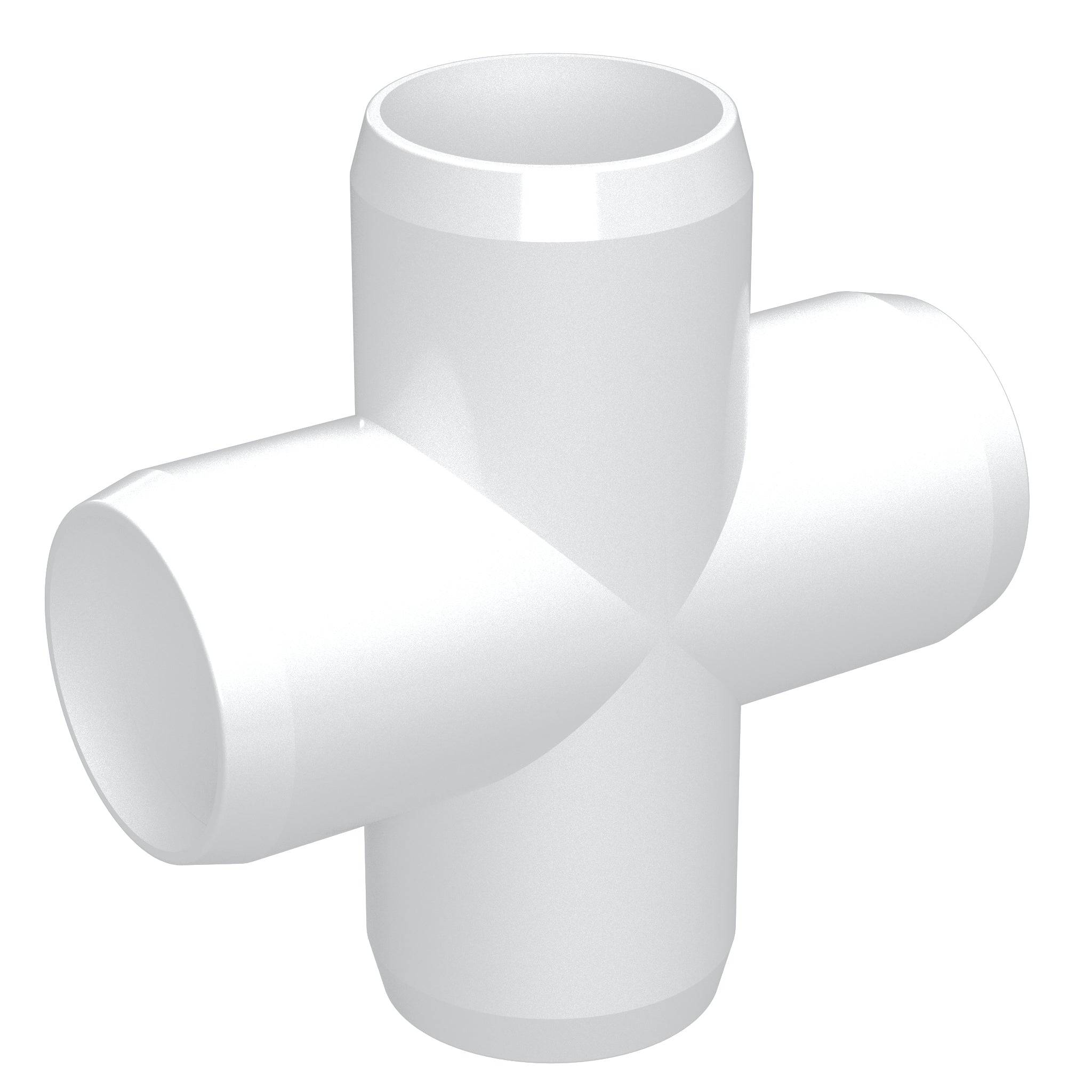 1-1/2 in. Cross PVC Fitting, Furniture Grade - White Cross - FORMUFIT