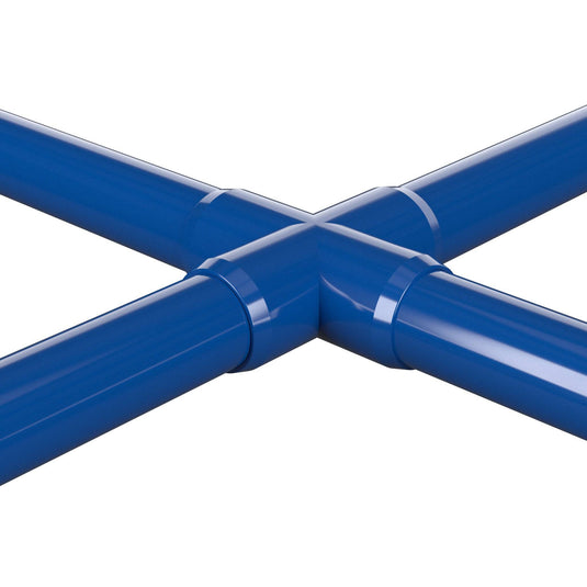 1-1/4 in. Furniture Grade PVC Cross Fitting - Blue - FORMUFIT