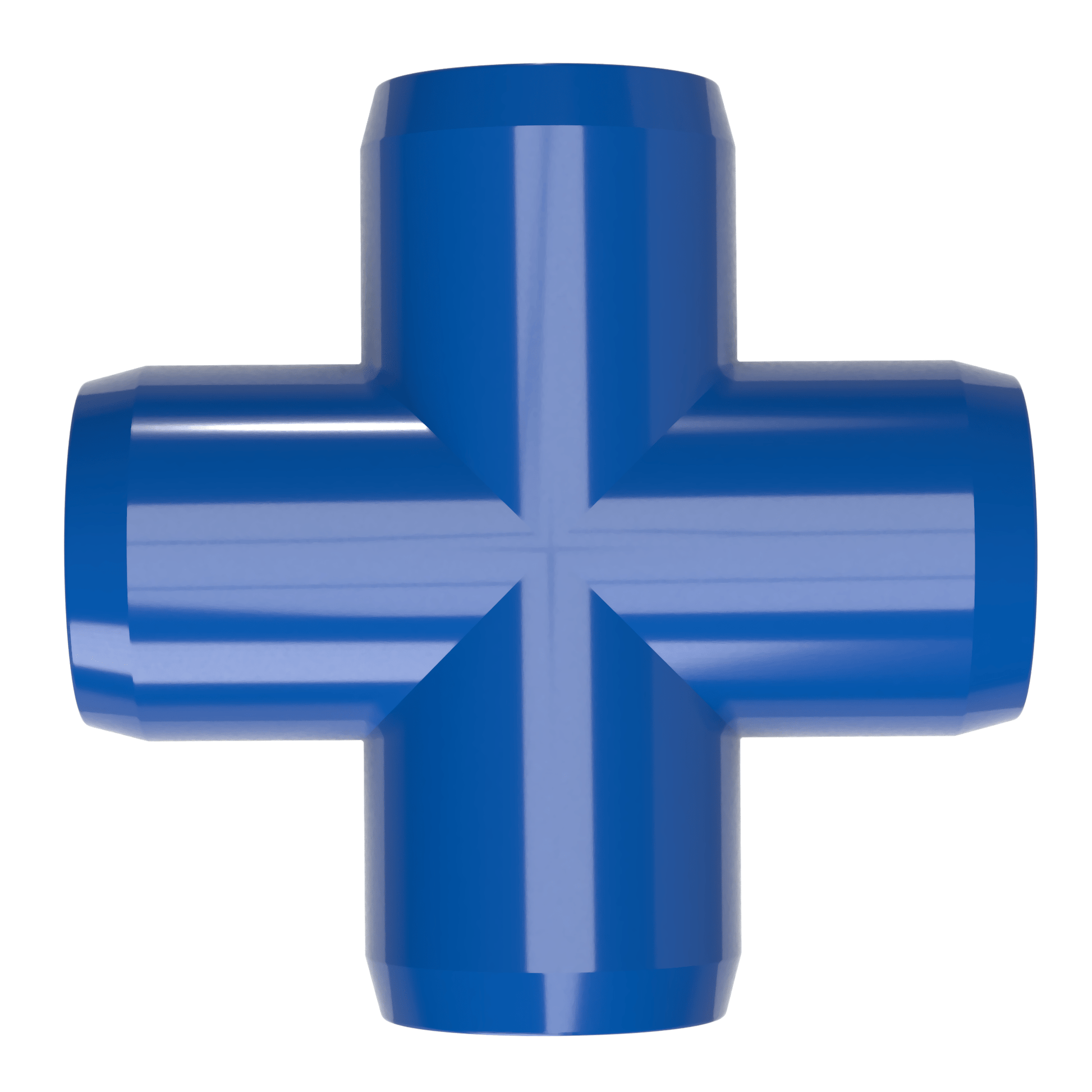 1-1/4 in. Cross PVC Fitting, Furniture Grade - Blue Cross - FORMUFIT