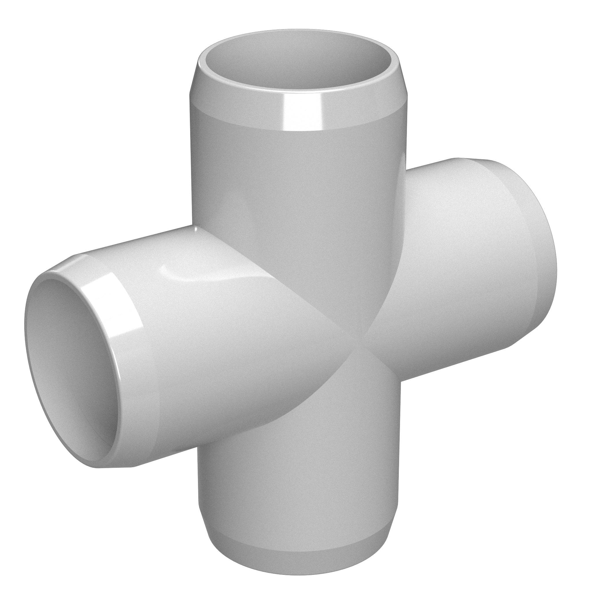 1-1/4 in. Cross PVC Fitting, Furniture Grade - Gray Cross - FORMUFIT