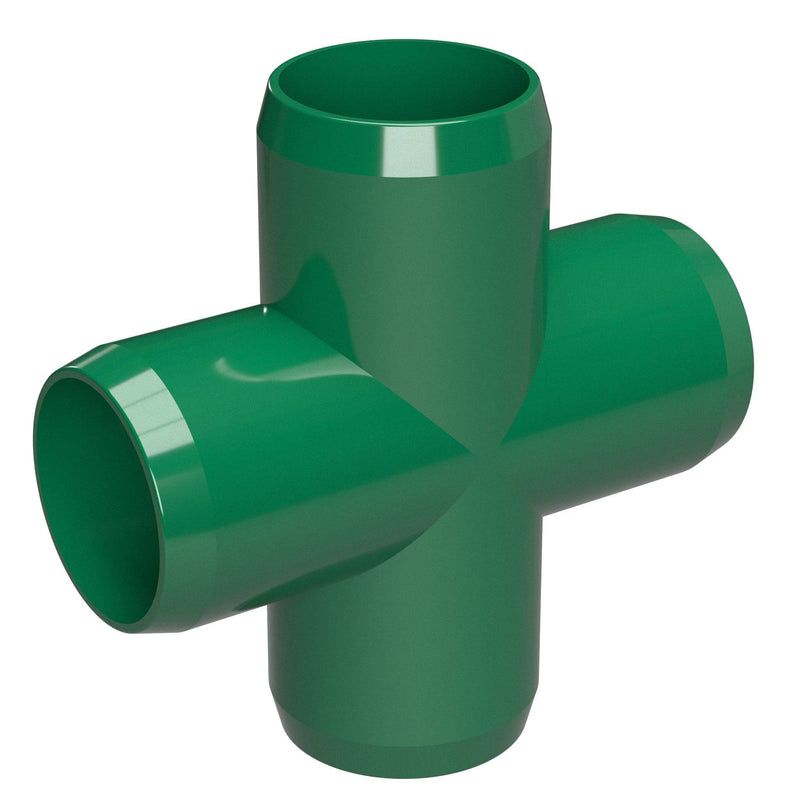 Load image into Gallery viewer, 1-1/4 in. Furniture Grade PVC Cross Fitting - Green - FORMUFIT

