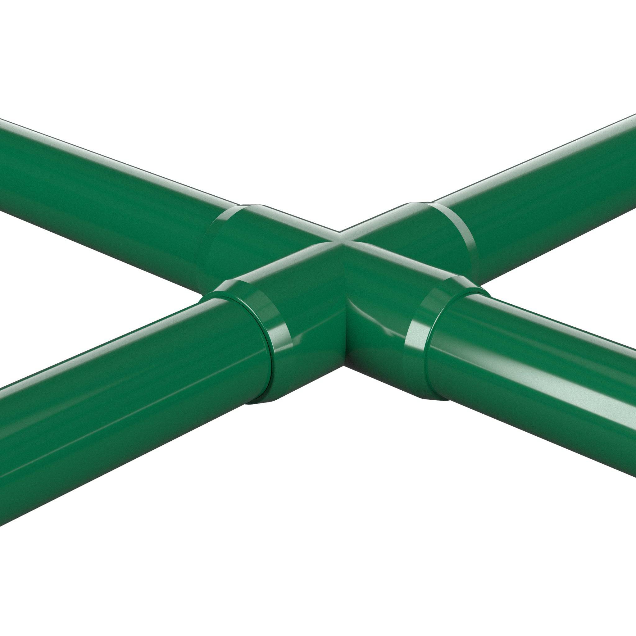 1-1/4 in. Cross PVC Fitting, Furniture Grade - Green Cross - FORMUFIT
