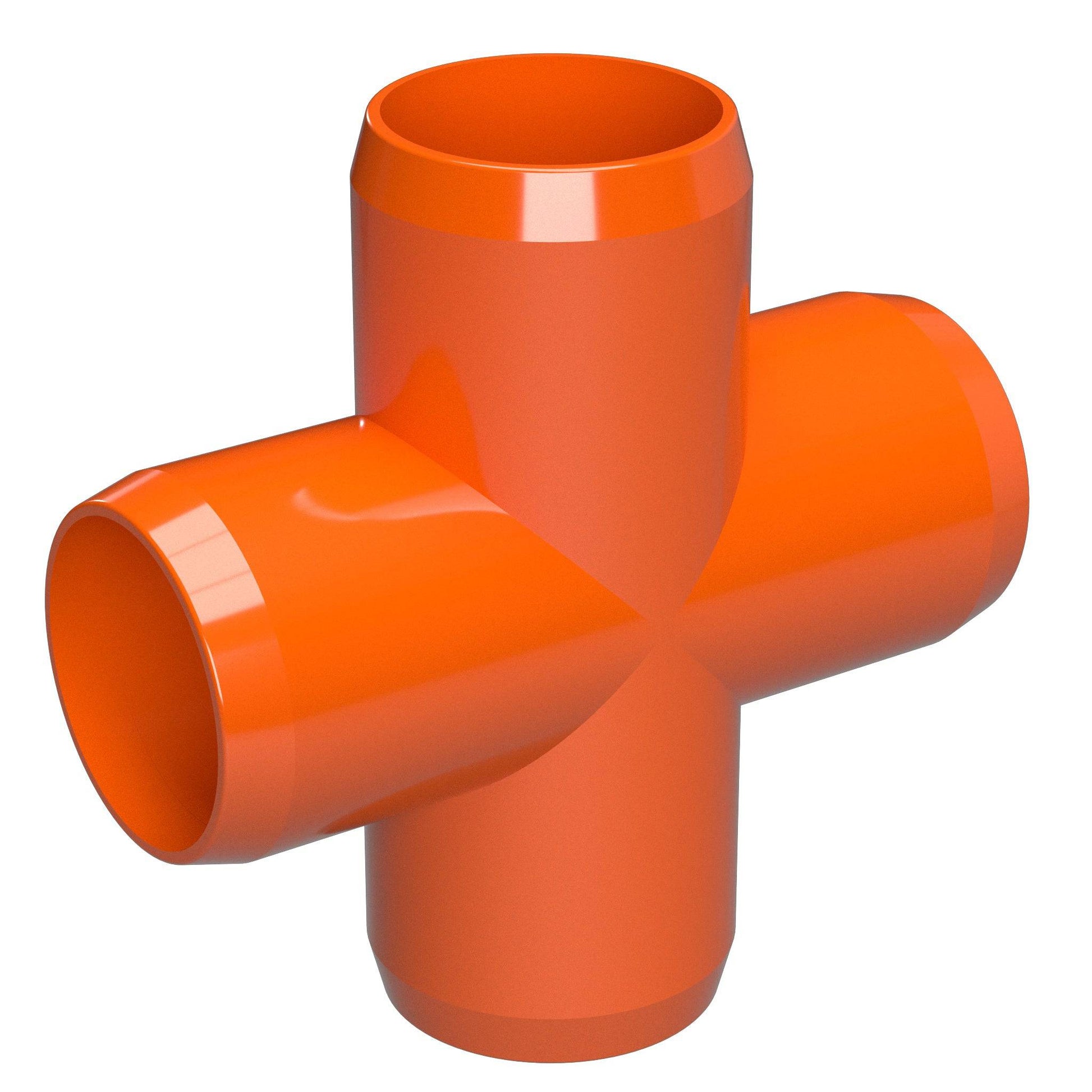 1-1/4 in. Cross PVC Fitting, Furniture Grade - Orange Cross - FORMUFIT